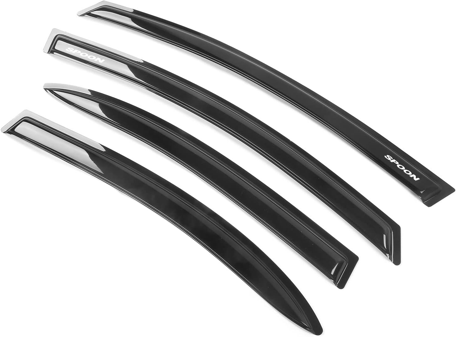 EVPROXP Window Visor Rain Guard Shade Compatible with 2006-2011 Civic 4DR 4Door, Side Window Vent Deflector, Dark Smoke Tinted, JDM Tape On Style, White Spoon