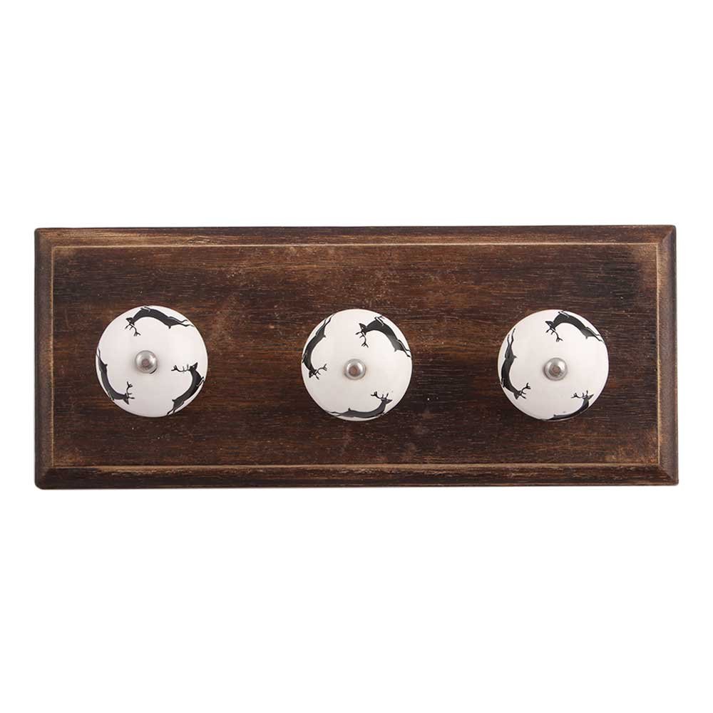 IndianShelf 6 Set Wood Heavy Duty Coat Rack Wall Mount Hooks for Hanging Coats, Jackets, Leash, Hat, Towel, Backpack, Purse, Handbag for Bathroom Décor(Black)
