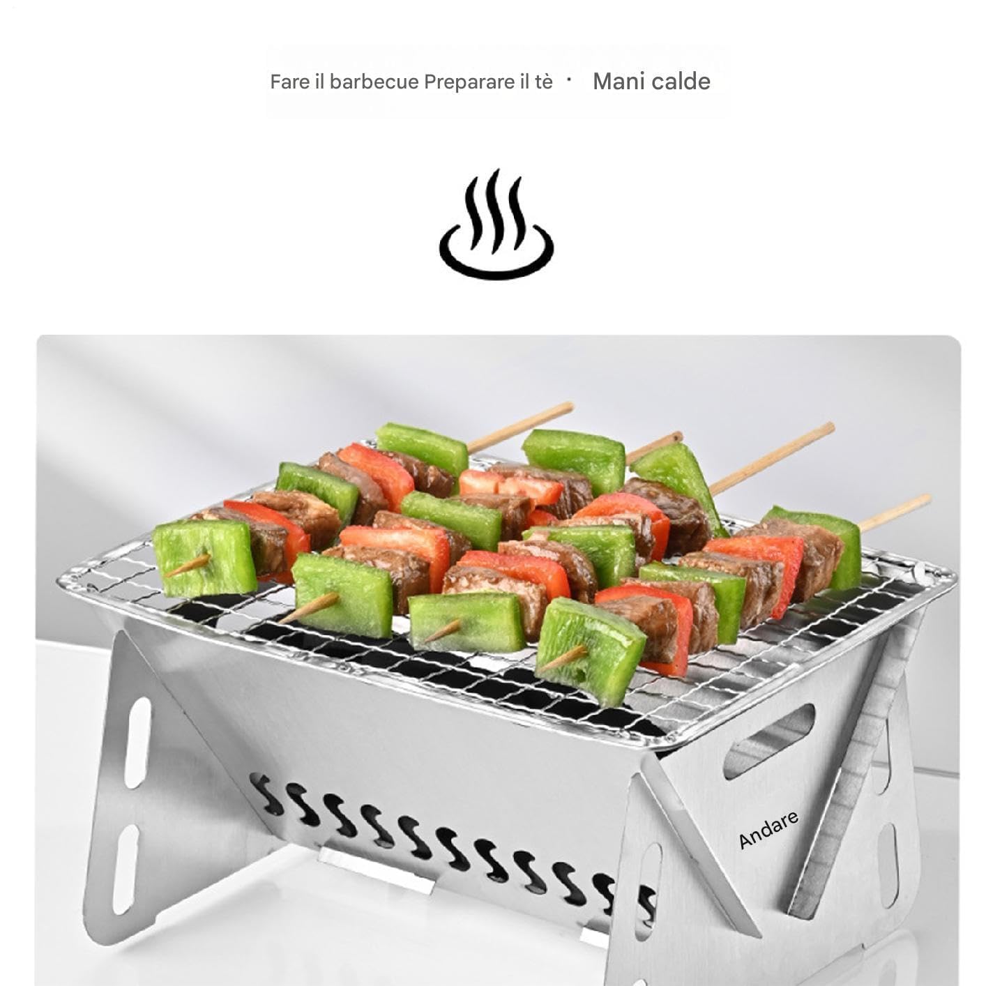 Kompaktowy grill na ognisko ze stali nierdzewnej – przenośny grill do pieszych wędrówek, pikników, plaży, ogrodu, wędrówek z plecakiem, idealny sprzęt do gotowania przy ognisku
