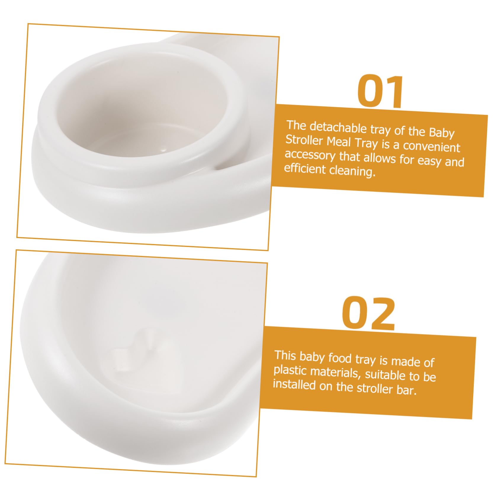 Vaguelly Bandeja para Cochecito Portavasos, Plástico Blanco Desmontable y Fácil de Limpiar, Accesorio Adecuado para Paseos y Comidas de Ñiño