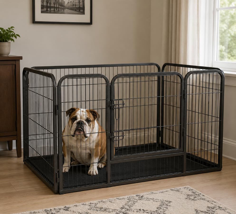 Doggy Style Heavy Duty Whelping Pen With Abs Tray Puppy Play Pen Puppies Cage Crate Cartes Cages Dog Training Playpen for Dogs and puppies (Med)