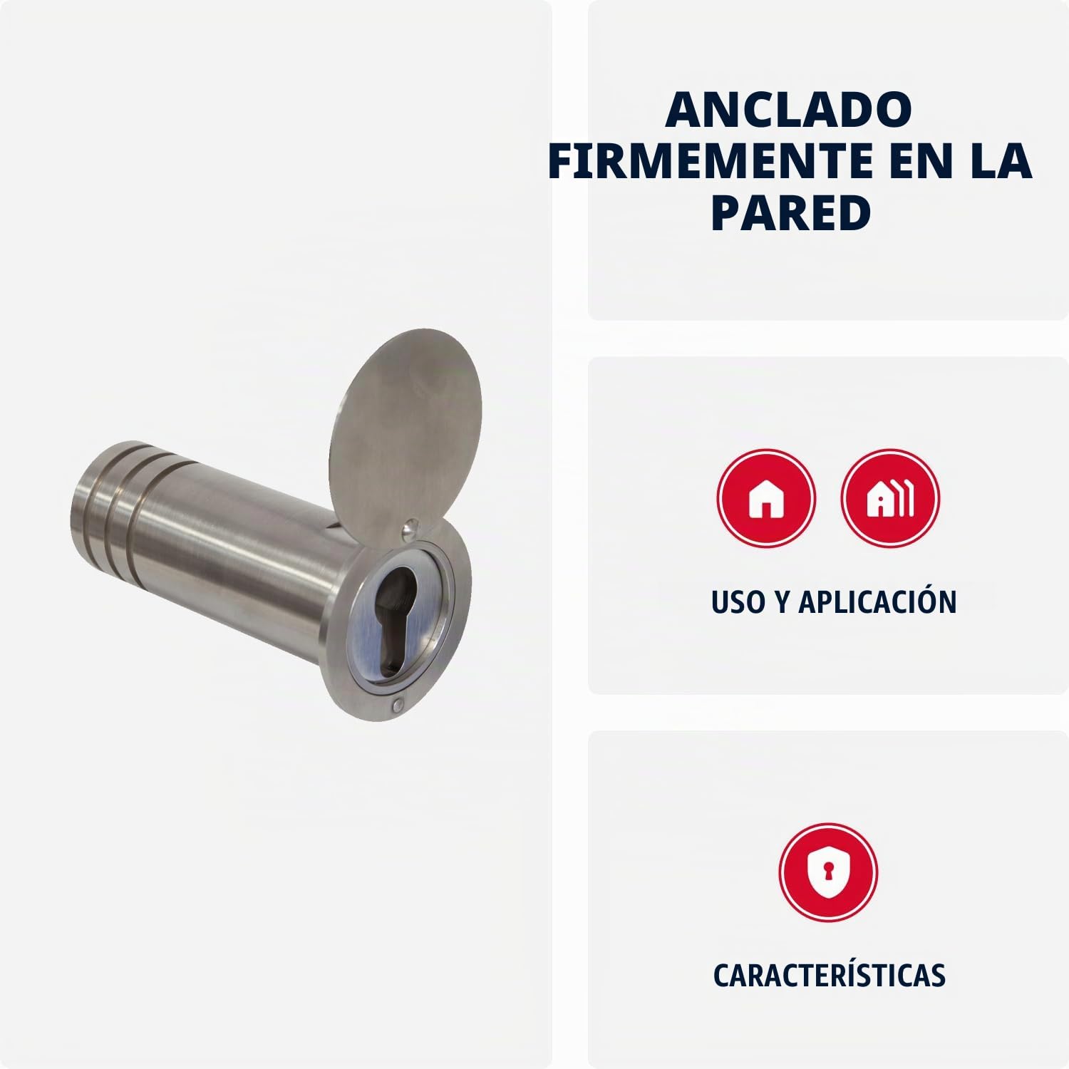 ABUS Caja Fuerte para Llaves KeyGarage 729 - Empotrable, Acero Inoxidable | Carcasa de latón cromado extraíble, protección antitaladro - diámetro montaje 43,5 mm, longitud 120 mm