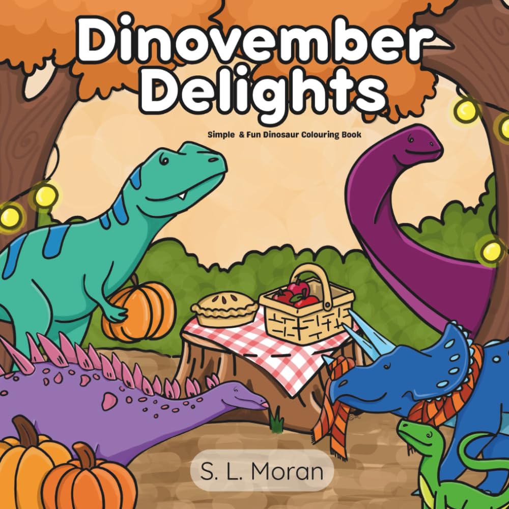 Dinovember Delights: Simple & Fun Dinosaur Colouring Book