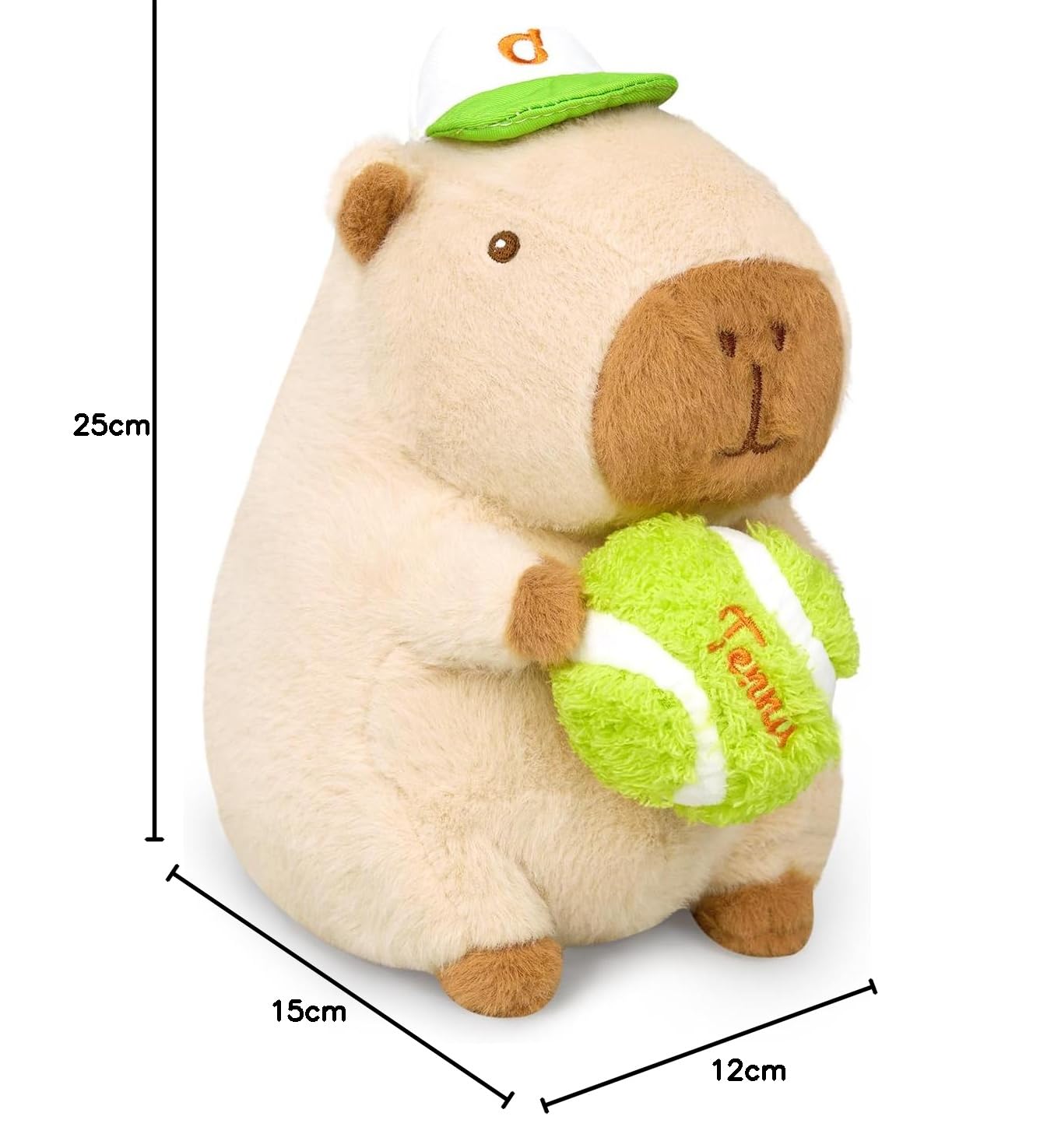 shownicer Peluche Capibara, peluche animale di stoffa Kawaii Capibara, cuscino in peluche, giocattolo cuscino da lancio, regalo per bambini e bambine dai 3+ anni (Tennis, 25 cm)
