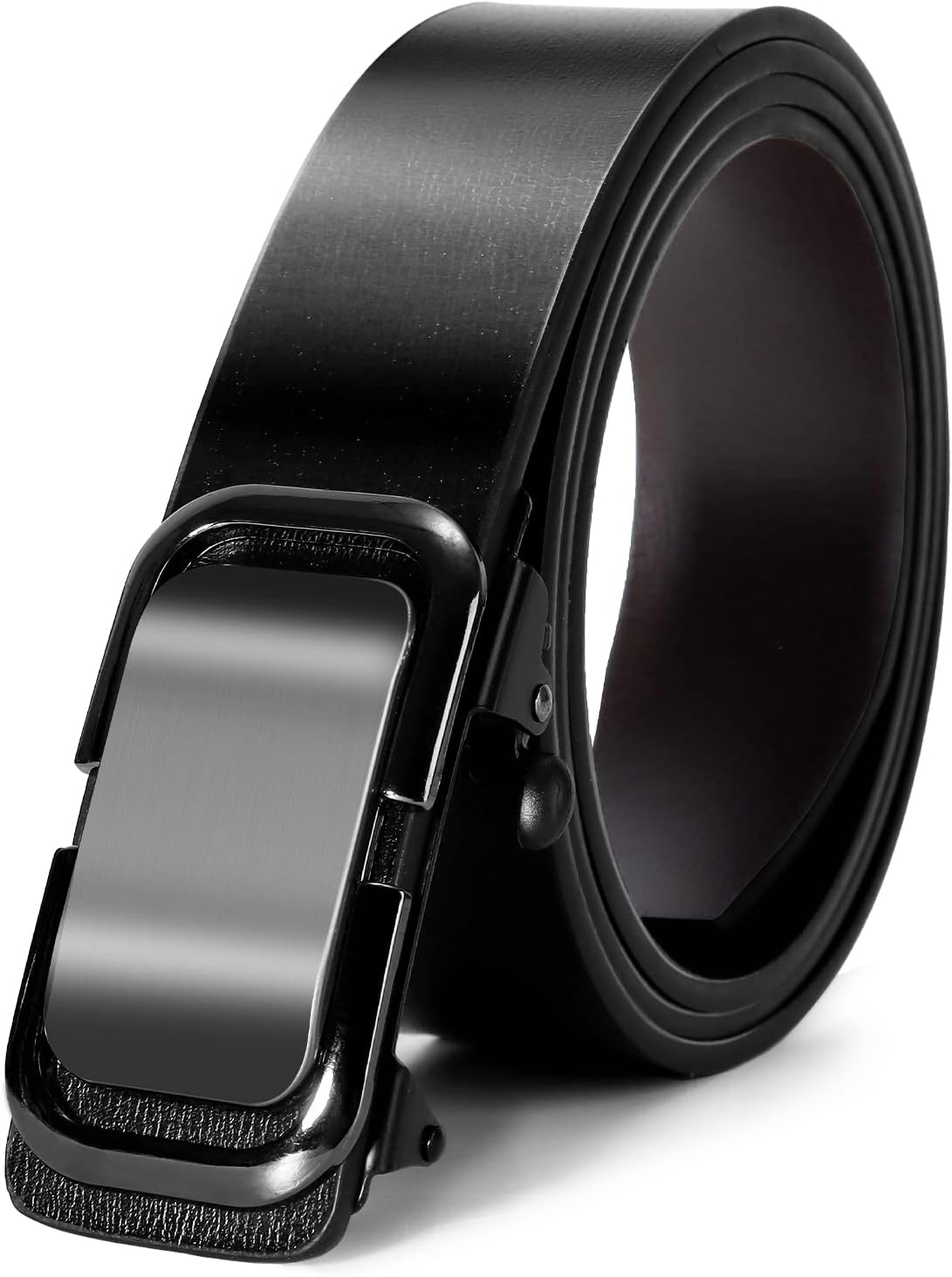 MINGSUN Ratchet Belt for Men, Black Dress Casual Belt Leather, Slide