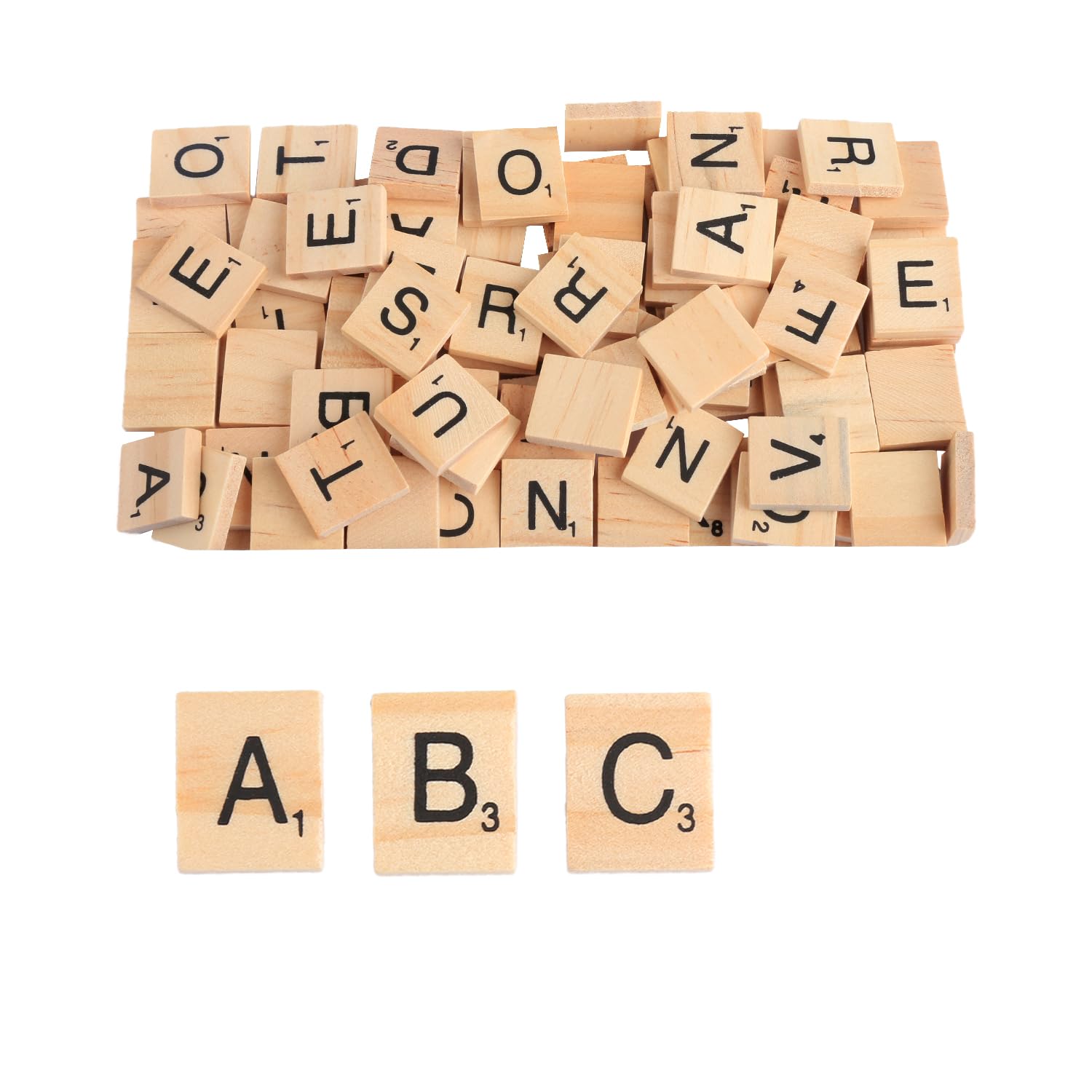 Bojueshaw 100pcs Wooden Letter Tiles Set,Scrabble Letter,Natural Wood Alphabet Blocks for DIY Crafts Educational Games & Home Décor (A-Z)
