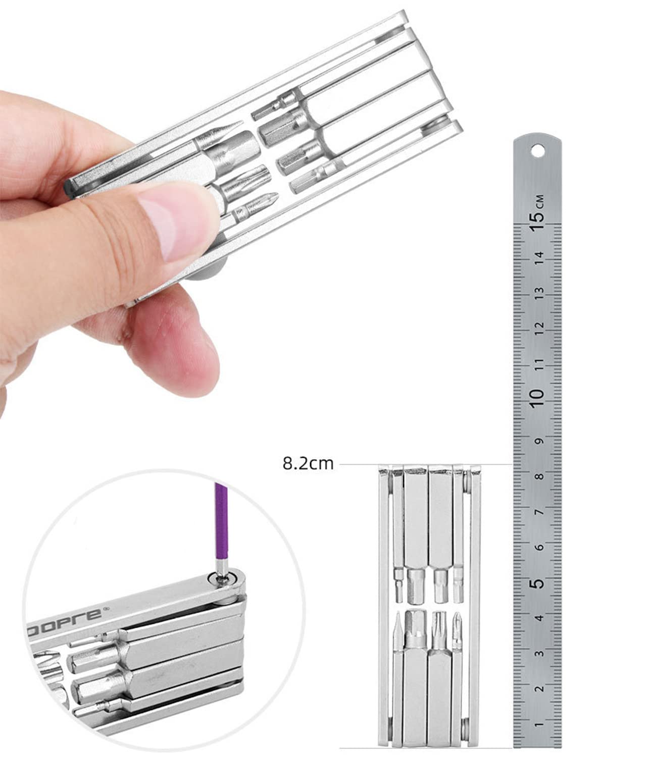 TuoTu Bike Multi Repair Tool, 8 in 1 Multifunction Compact and Lightweight Repair Kit for Road and Mountain Bikes