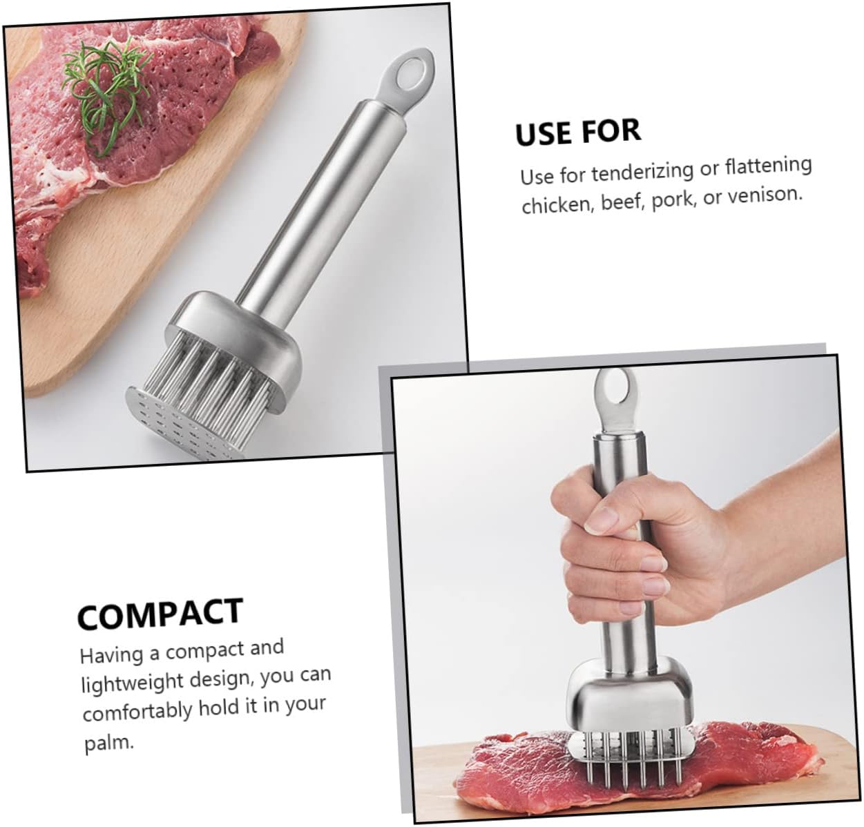 Ciieeo Meat Tenderizer Needle Tool Stainless Steel Kitchen Gadget for Steak Poultry and Fish Ergonomic Design for for Improving Texture and Cooking