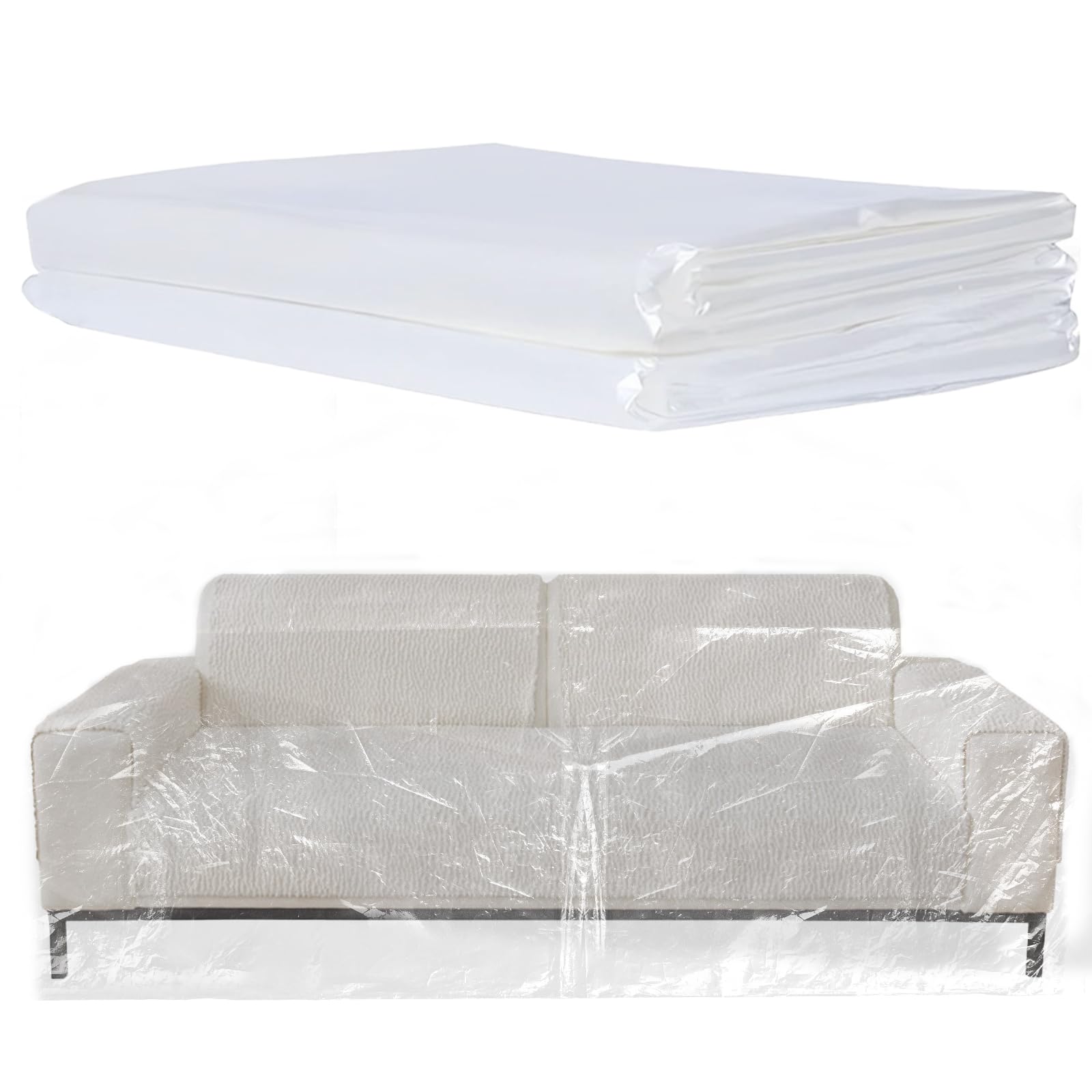 TUAKIMCE Plastic Sofa Cover 3 Seater, 2 x 4m Furniture Dust Covers,Sofa Protector Bag Cover,Transparent Sofa Dust Covers,Water Resistant,Large Heavy Duty Furniture Bed Couch Protector