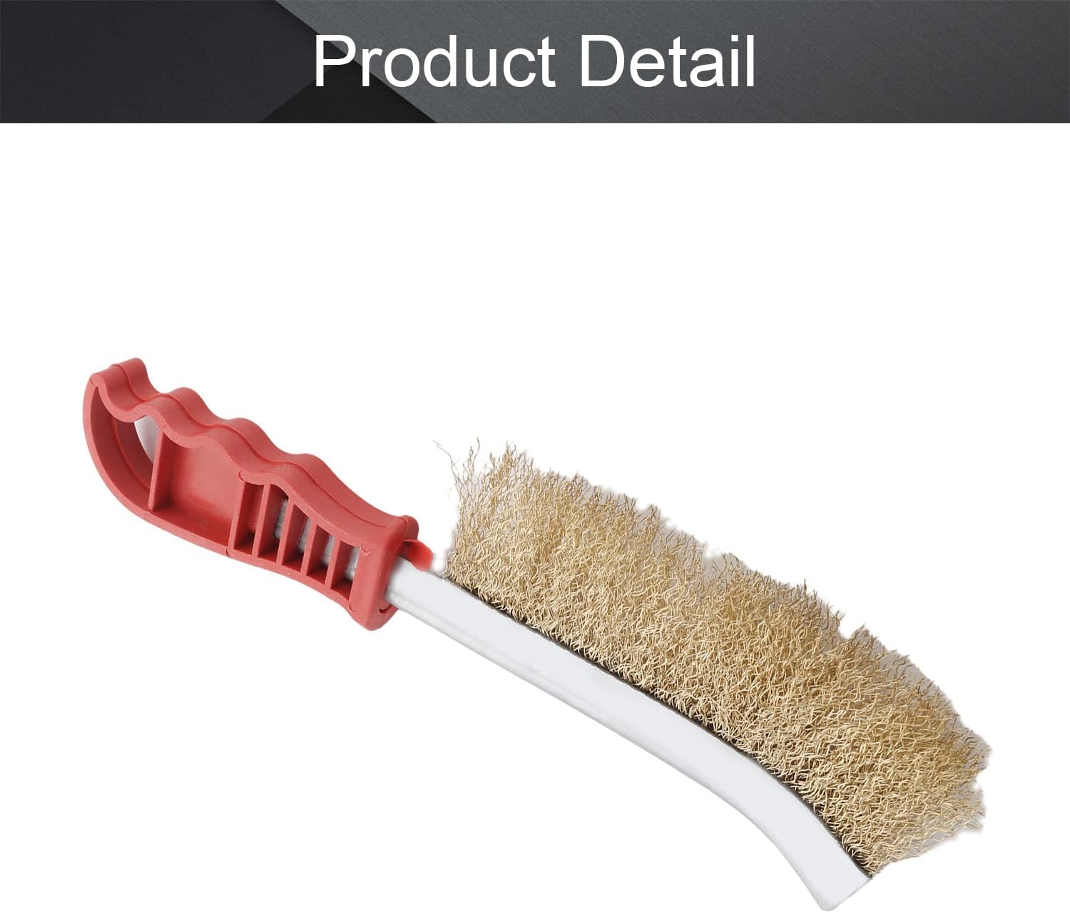 Utoolmart Nonslip Handle Grinding Polishing Crimped Brass Wire Brush 23cm Length 1Pcs