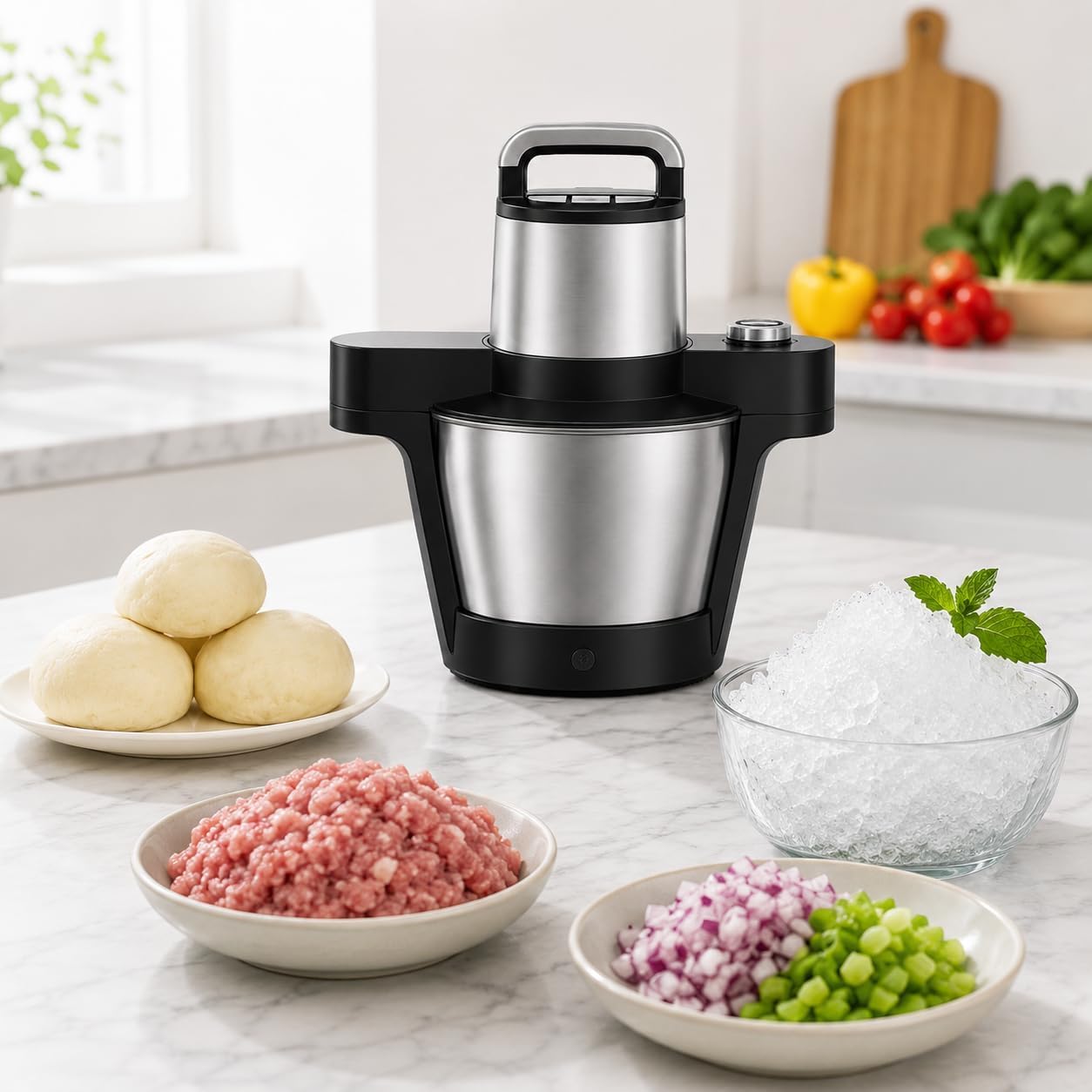 Procesador de alimentos de 1500 W con cuenco de acero inoxidable de 6,5 L