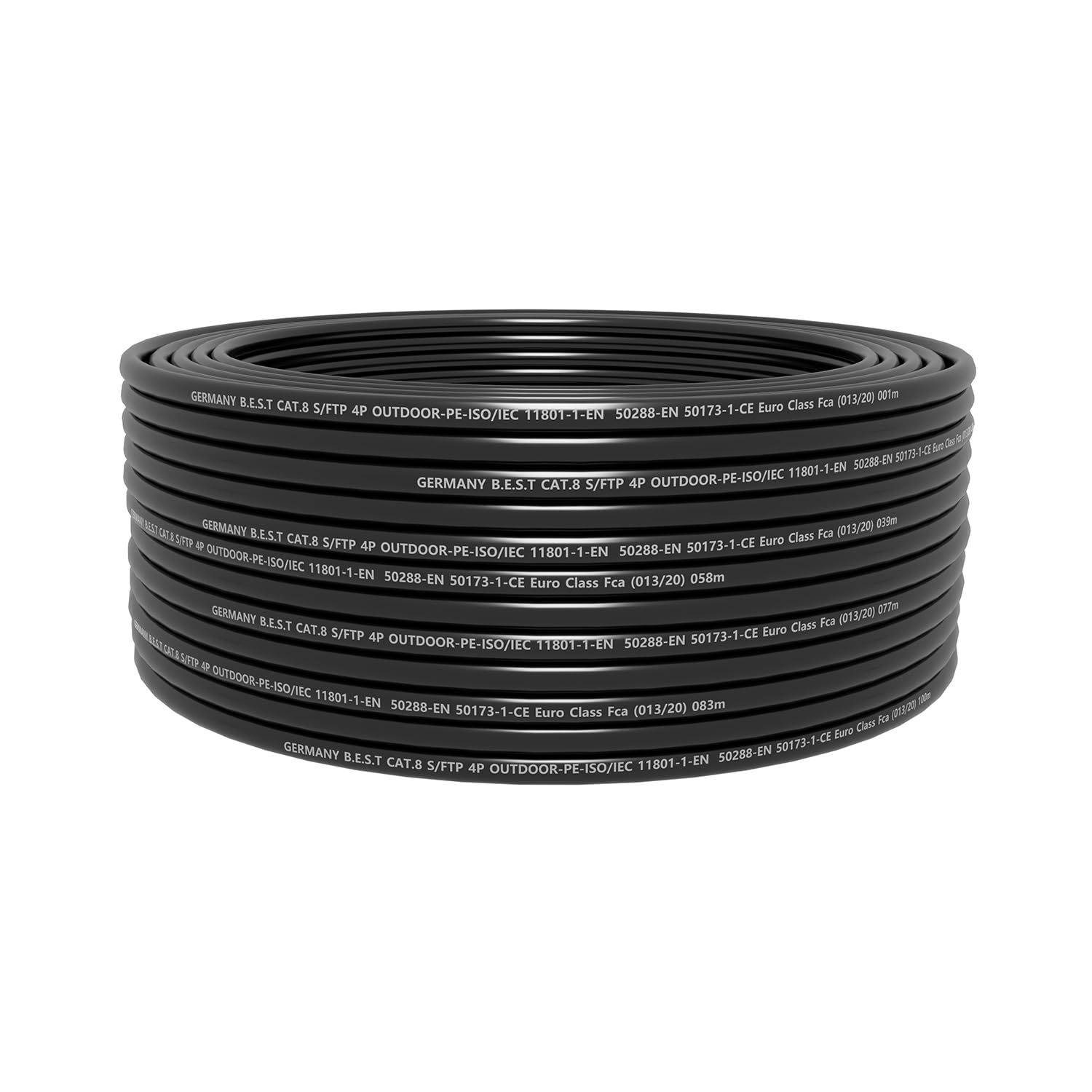 Germany B.e.s.t Simplex CAT 8 - Cable de red para exterior, 100 m, sin halógenos, 40 Gbps, CAT8, CAT8.1 LAN