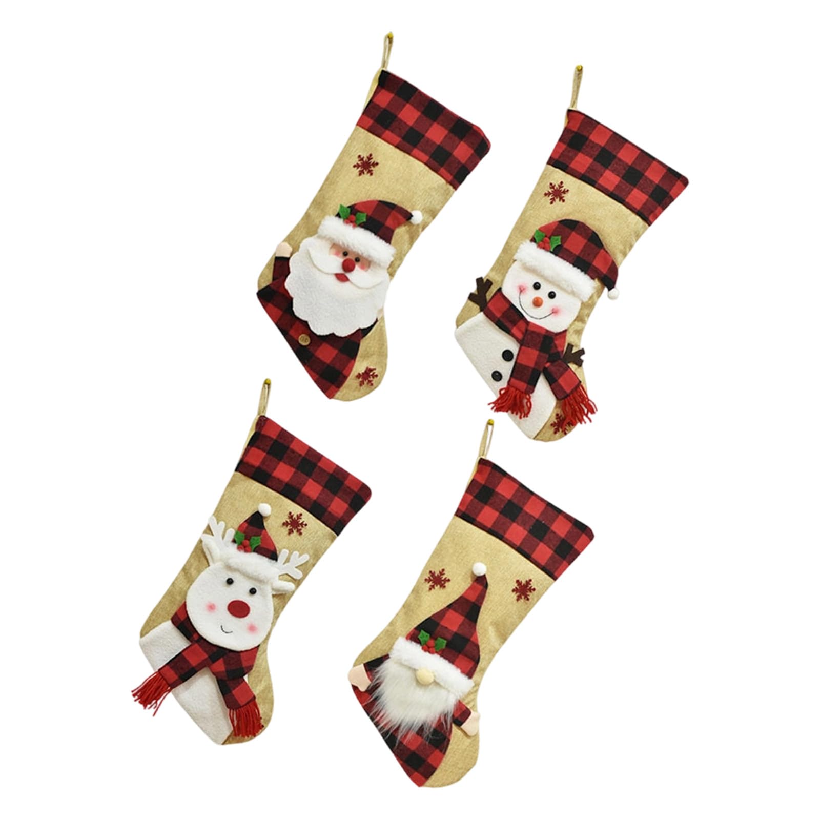 Jazuaiao Velvety Burlap Christmas Stocking & Bag Set for Hanging and Festive Home Decor Christmas Fireplaces Hanging Decors