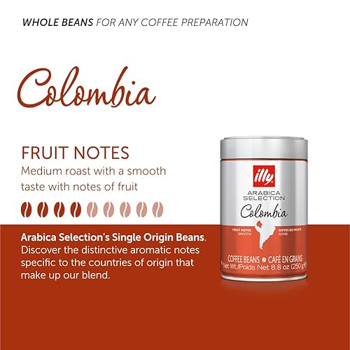 Miniatura 3 de illy Café, Arabica Selection, grano entero colombiano, origen único, suave con notas de frutas cítricas, 100% café Arábica, totalmente natural, sin