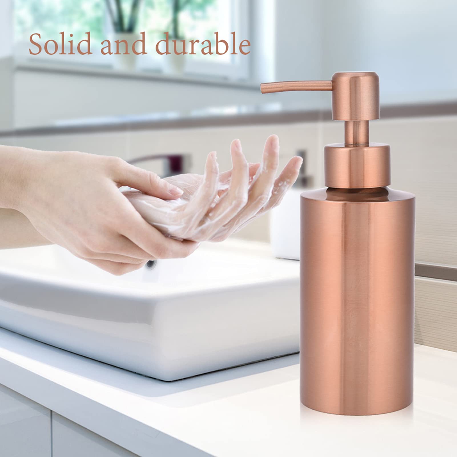 Znakomity Dozownik Płynu ze Stali Nierdzewnej, Dozownik Mydła ze Stali Nierdzewnej z pompką Easy Press do Płynu do Mycia naczyń (250ml)