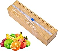 Uncle Jack Bamboo Plastic Wrap Dispenser with Slide Cutter - Fits 13" Rolls, Safe Hidden Blade for Foil, Saran Wrap & Wax Paper
