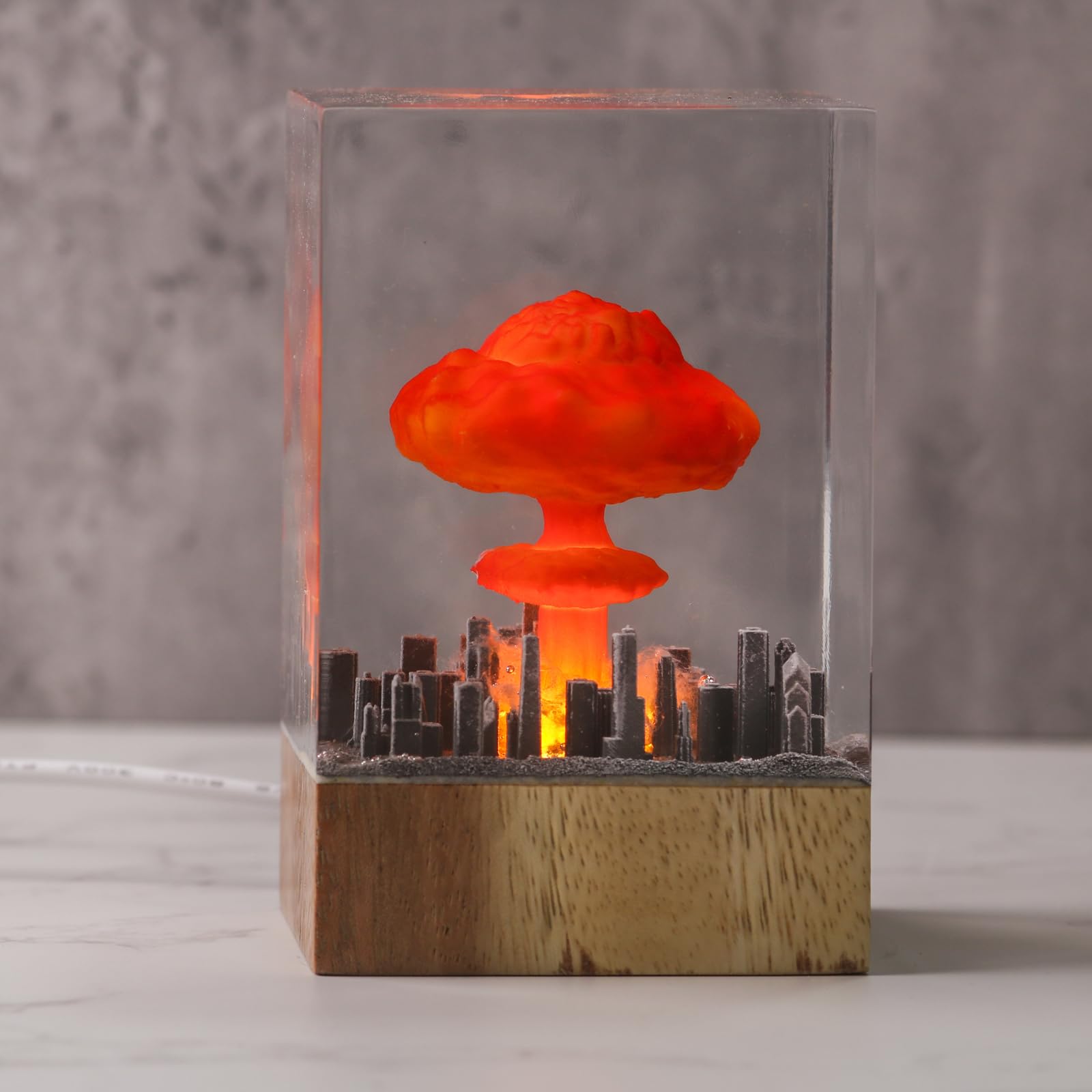 eletriace Mushroom Cloud Nuclear Blast Lamp Ornament, Atomic Bomb Model Atmospheric Lamp, Epoxy Resin Night Light, Bedroom Living Room Decor, Suitable for The Holidays