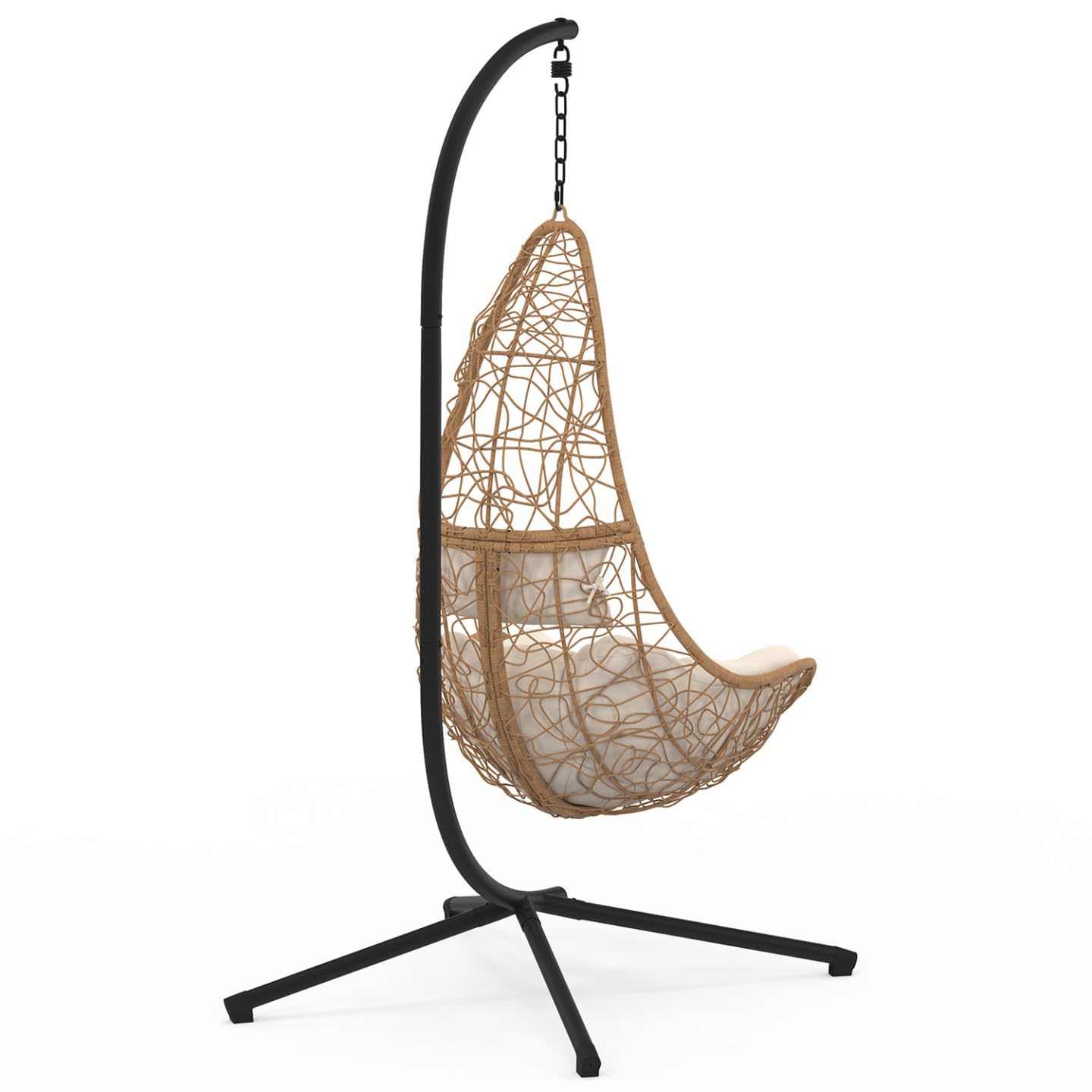 IDMarket - Fauteuil Demi-Lune Suspendu ajouré Effet rotin avec Coussin écru