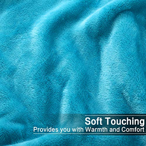 Image of Soft King Size Blanket Warm Fuzzy Microplush Lightweight Thermal Fleece Blankets for Couch Bed Sofa,90x108 Inch, Turquoise