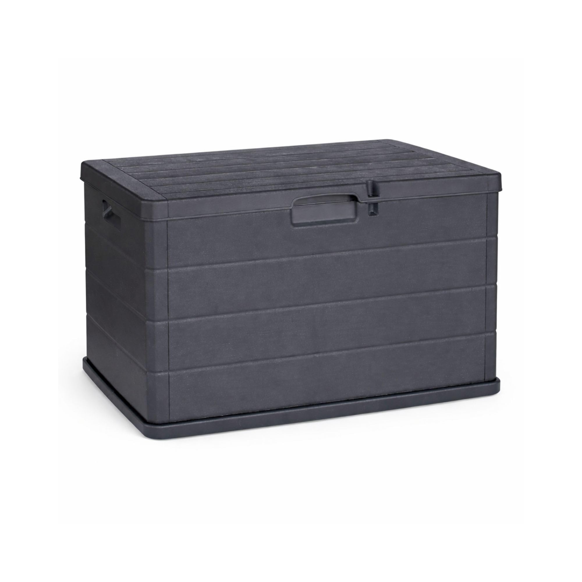 Maury's Baule Cassapanca 170 Litri Effetto Legno, Contenitore Stoccaggio in Resina Antracite 78x55x52 cm
