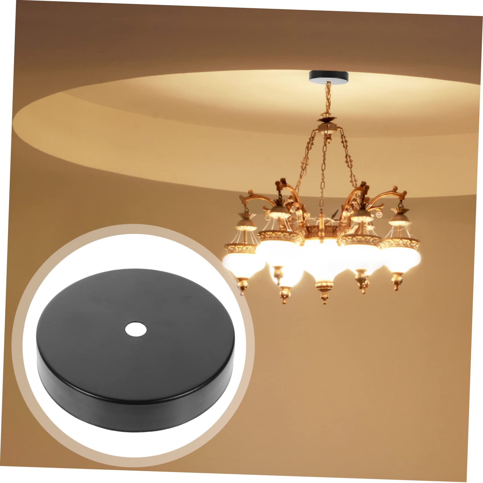 Tofficu Lot de 6 Plaques de Recouvrement pour Luminaire Suspendu en Métal Noir, Capacité de Charge Élevée, Installation Facile, pour Cafés et Éclairage Industriel
