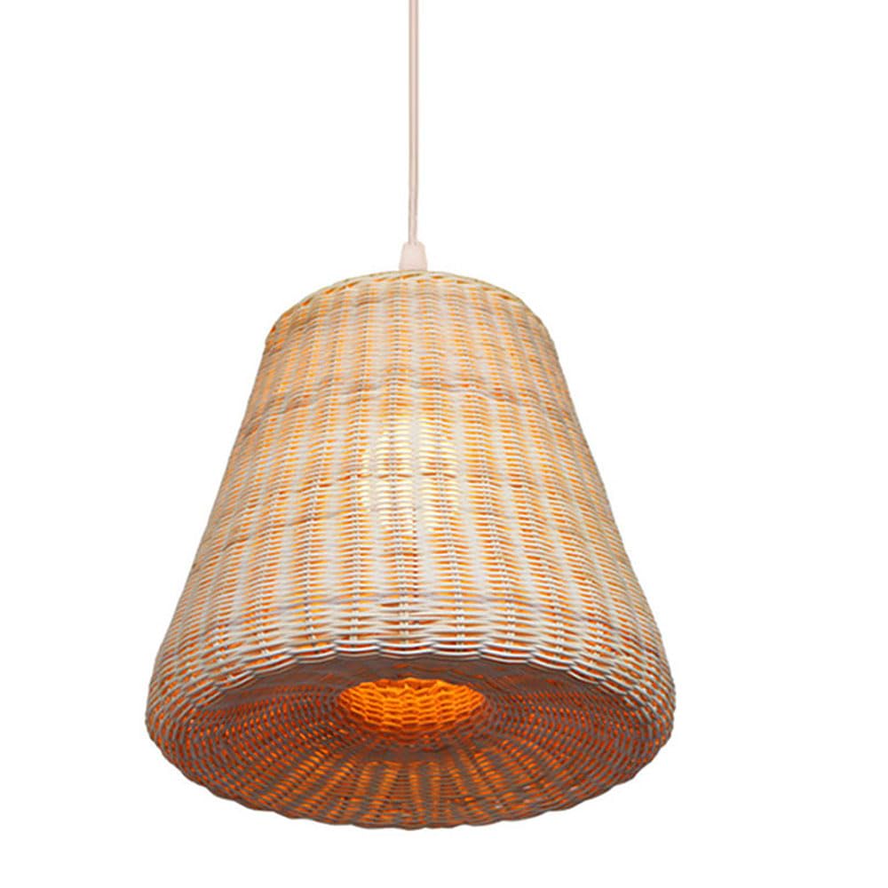AYQJMD Woven Rattan Hanging Lamp Modern Rustic Wicker Pendant Light Fixtures Adjustable Ceiling Farmhouse Hanging Chandelier Vintage Pendant Lighting for Restaurant Cafe Teahouse Bar Dining Room