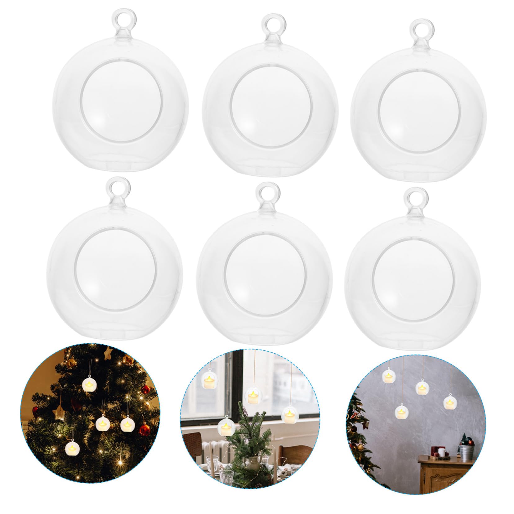 RORPOIR 8pcs Fillable Plastic for Christmas Tree Decor Transparent Ornaments for Holiday Decoration for Beads Ribbons and Miniature Accents