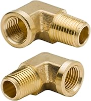 Legines 1/4" Brass 90° Street Elbow Pipe Fitting - NPT Male x Female, Forged Brass, 1200 PSI, Pack of 2