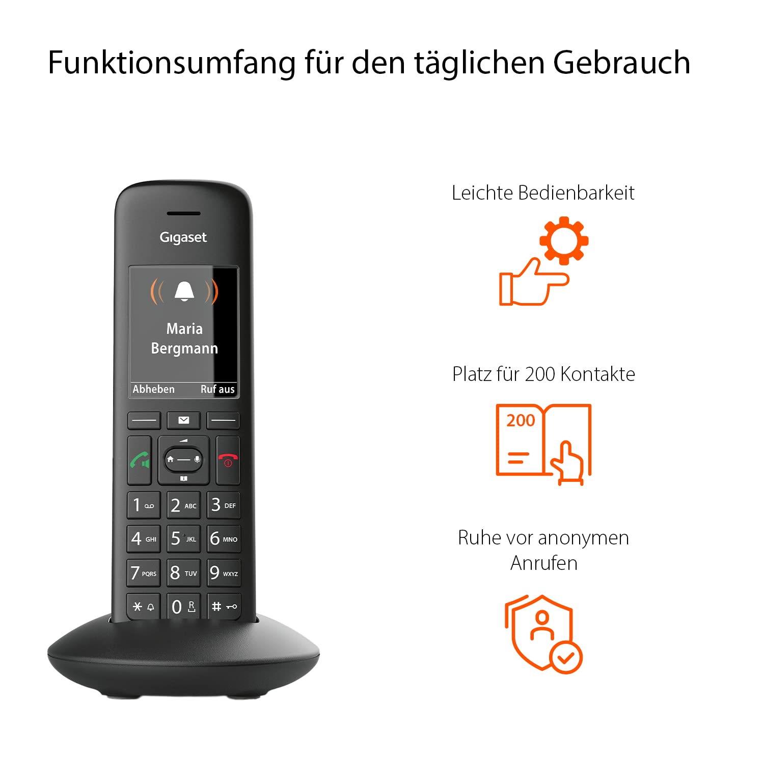 Gigaset C570 Schnurloses Telefon , großes Farbdisplay , leichte Bedienbarkeit , großes Adressbuch , Ruhe vor anonymen Anrufen, schwarz