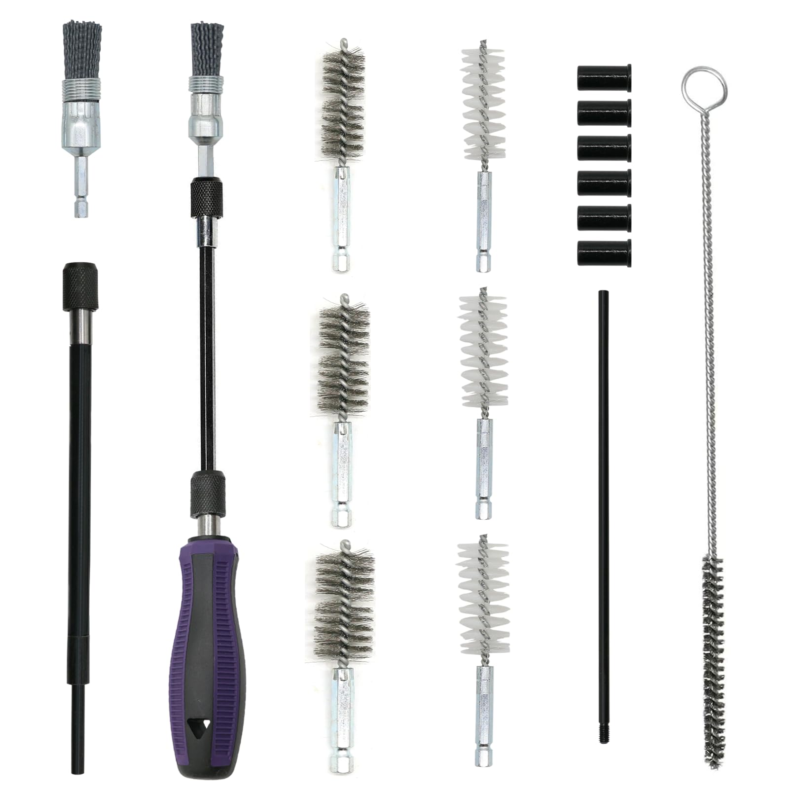 Kit Nettoyage Injecteur pour siège d'injecteur et Arbre d'injecteur 19 pièces, Buses d'injection avec brosses de Nettoyage en Fil d'acier et brosses en Nylon