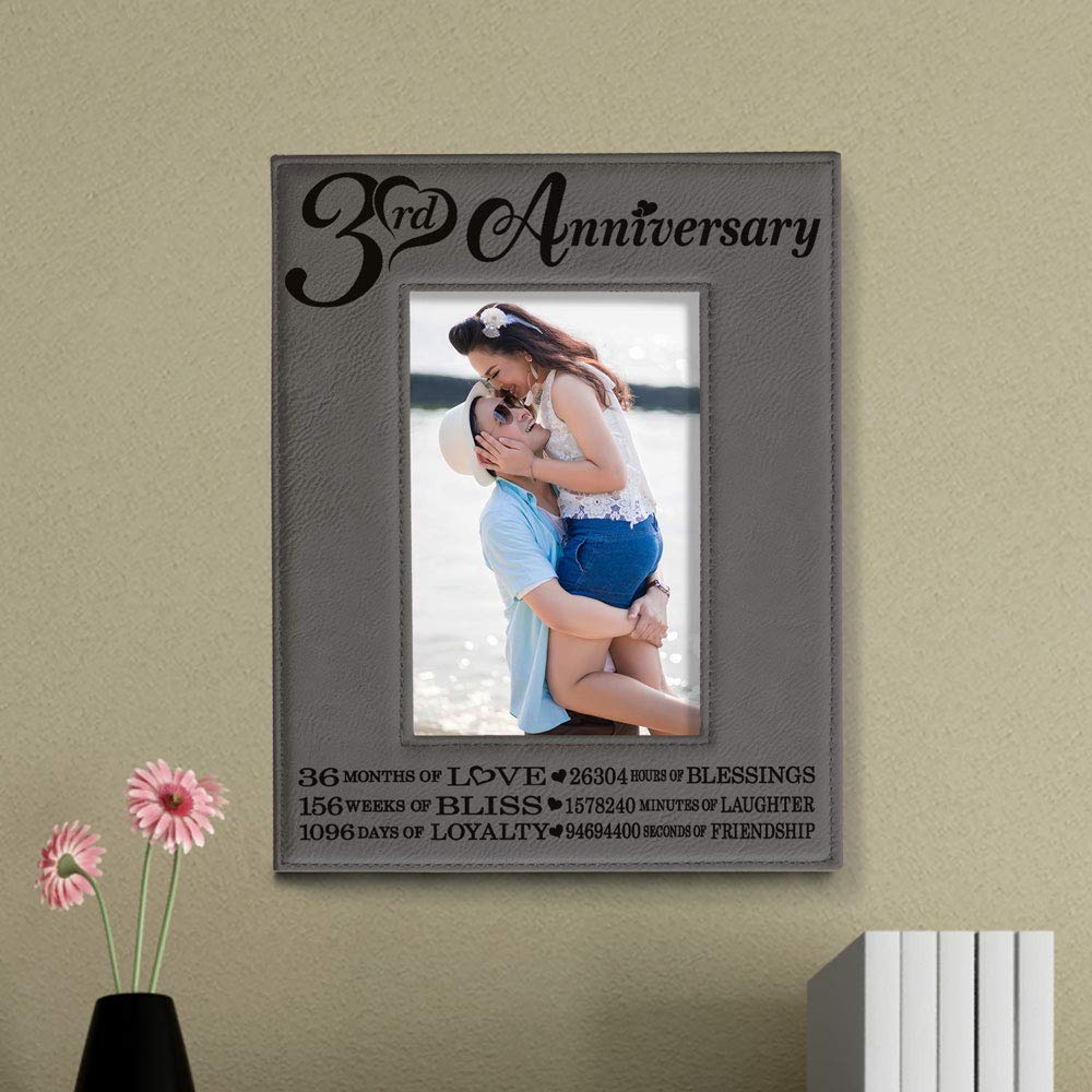 Kate Posh 3rd Engraved Leather Picture Frame Years Together