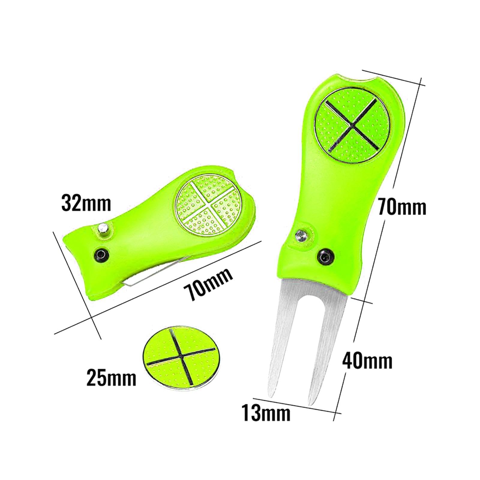 kowaku 3X Golf Tool Golf Fork Foldable Accessories Marker Green Fork Lawn Repair Prong for Gifts Practice Supplies Replacement