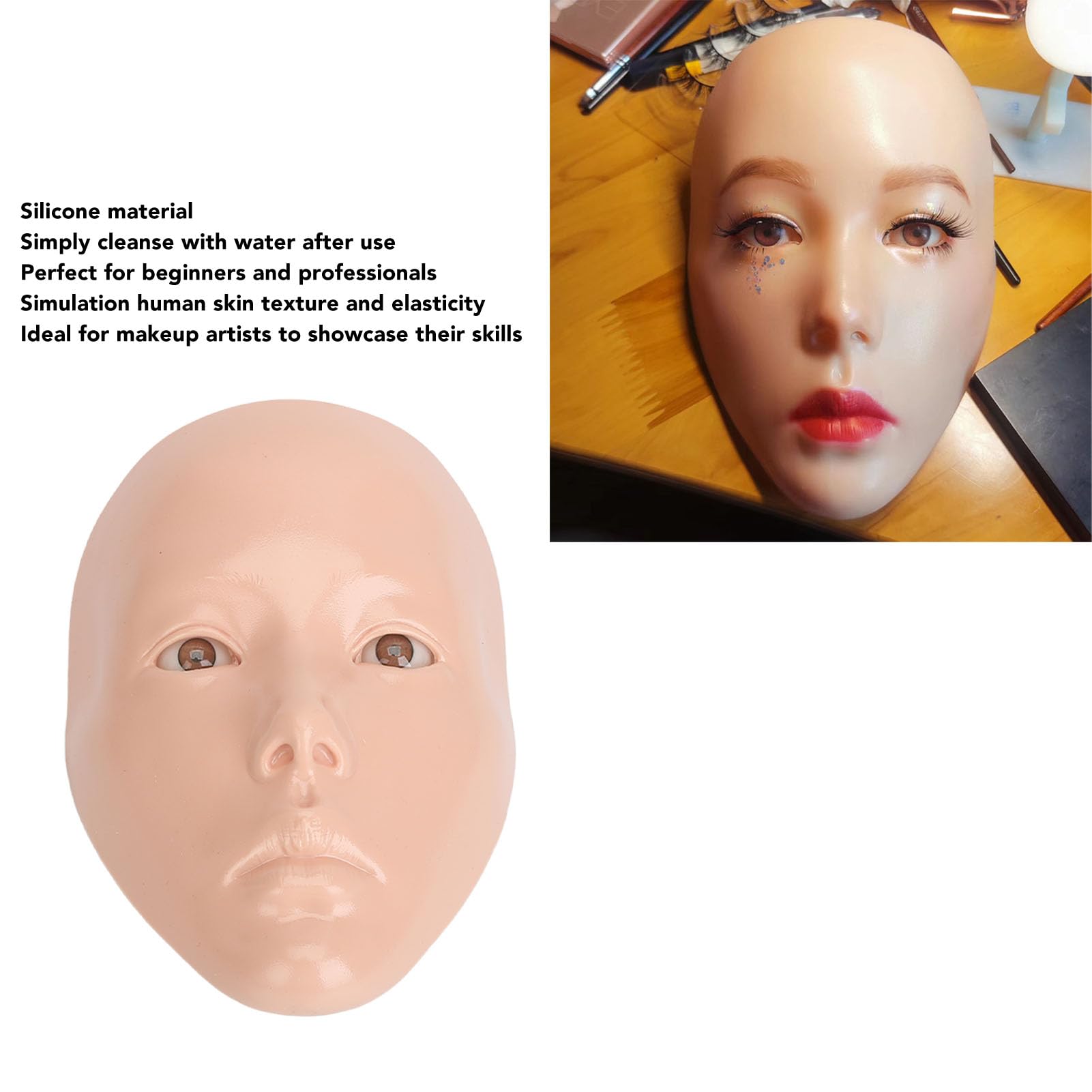 Generic 5D Makeup Practice Face Board Kit, 120 Farben Pinsel Mannequin (Rosa Haut)