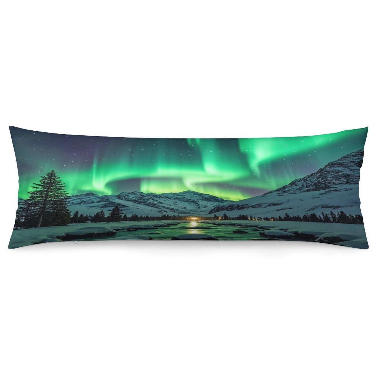 Northern Lights Pillowcase Decorative Long Body Pillow Case Soft Breathable Body Pillow Cover Modern Large Pillowcase Cute Body Pillow Pillowcases for Bedroom Couch 18.9 X 53 Inch
