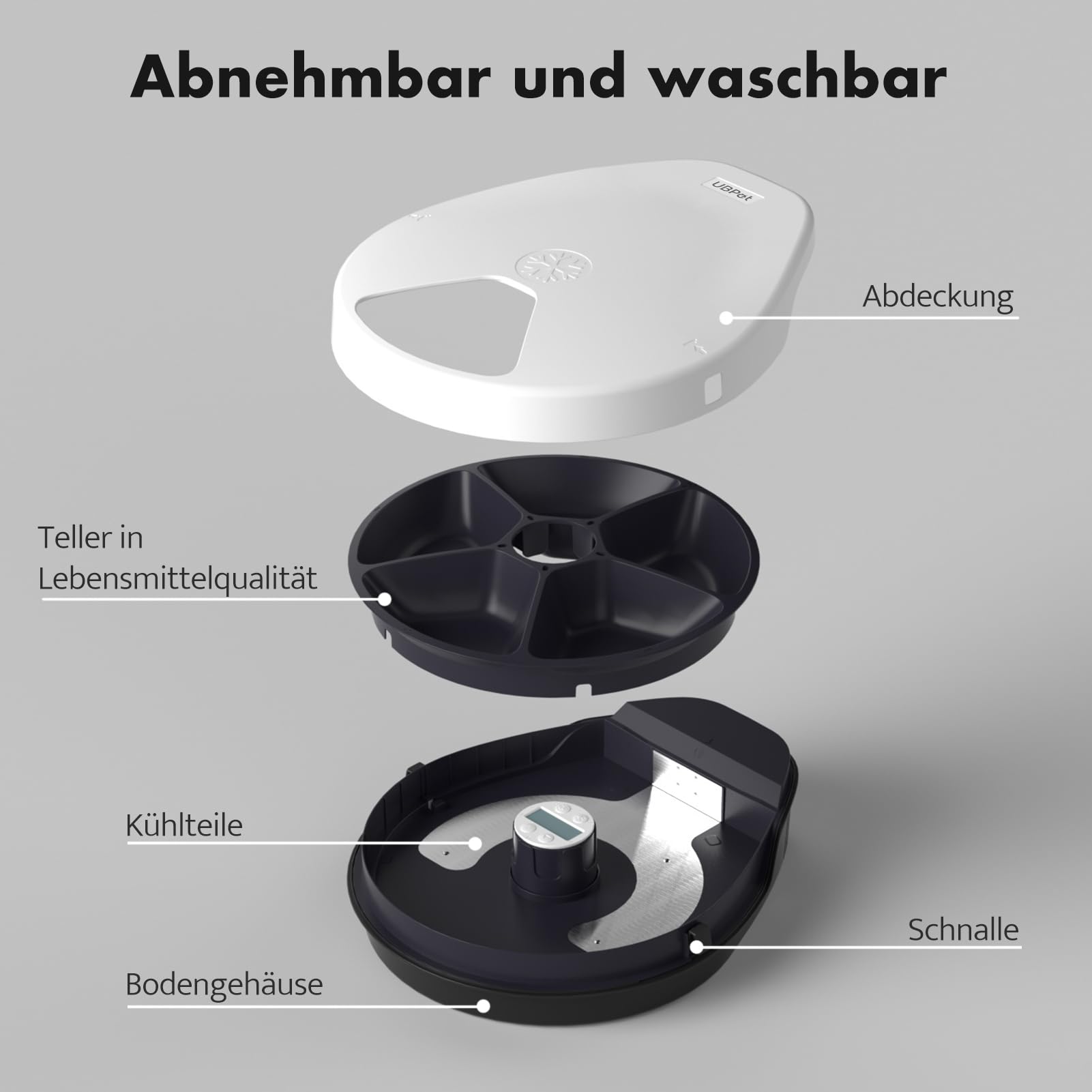 UBPET F10 Distributeur automatique de nourriture pour chat avec refroidissement, refroidissement à semi-conducteurs, fonction de minuterie Distributeur automatique de nourriture pour chat