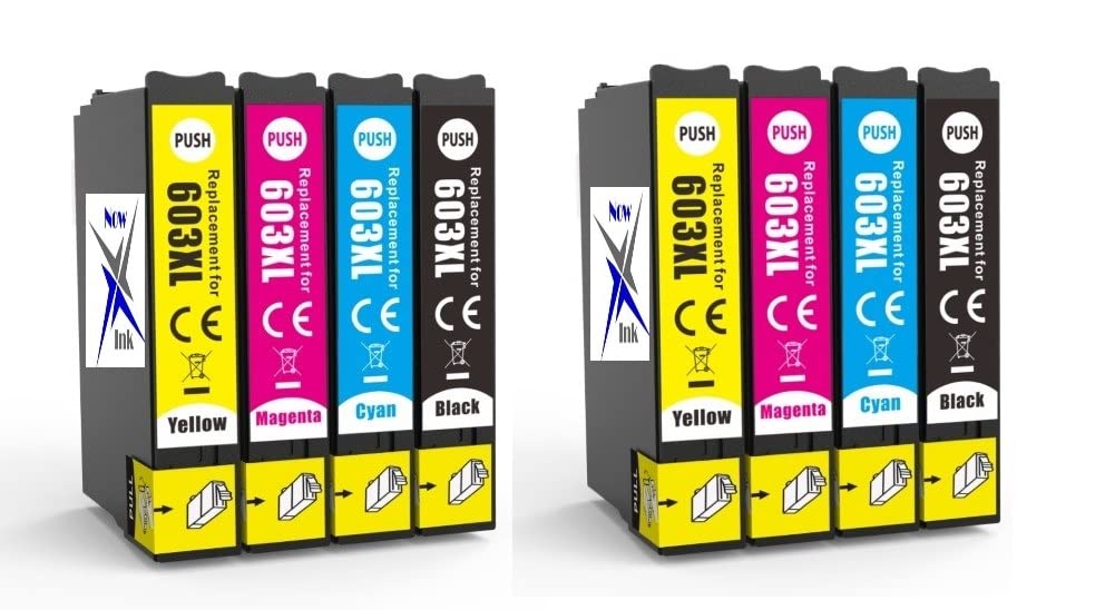 Now Ink Ltd 8x Starfish 603 XL Ink Cartridges Replacement for 603XL. Compatible for Epson 603XL. Workforce WF-2830 WF-2830DWF WF2830 WF2850 WF2835
