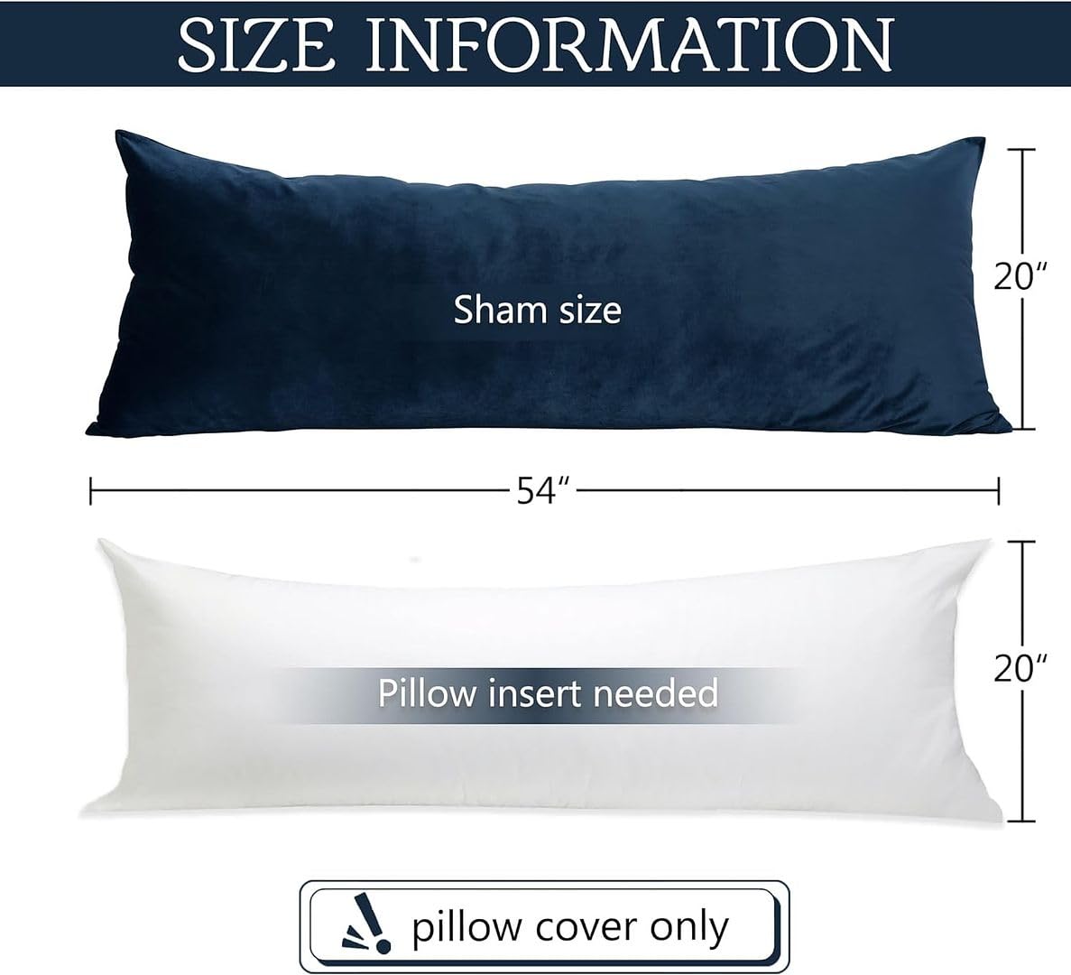 MoonRest Classic Microsuede Body Pillow Pillowcase - Ultra-Soft Plush - Hidden Zipper 20 X 54 Inch - Navy