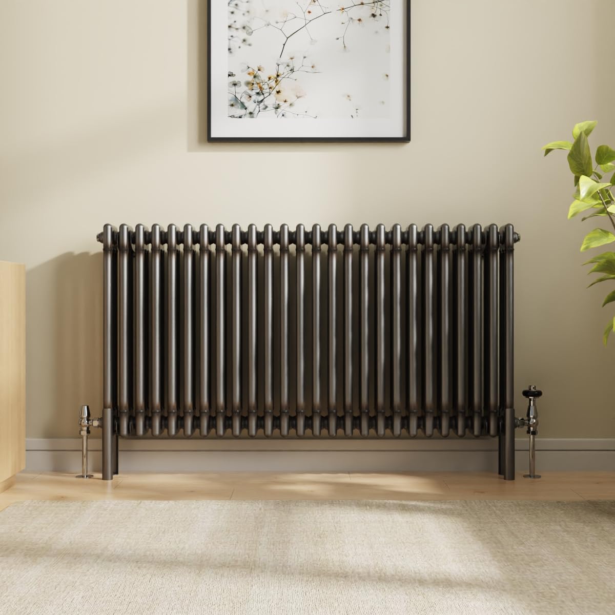 Nrg Raw Metal 600 X 1190Mm Cast Iron Triple Column Horizontal Radiator