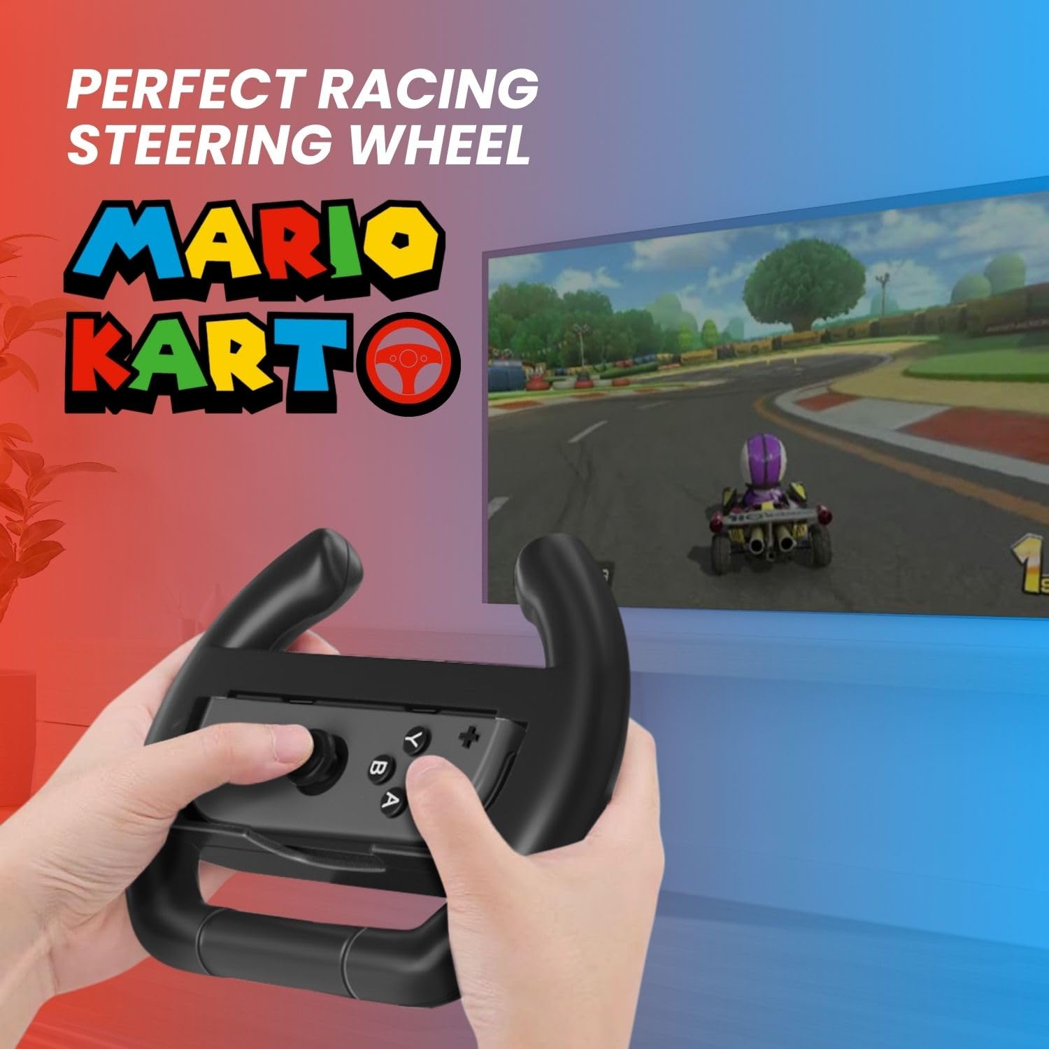 TNP Controller Manipolare Ruota Joy Con Nintendo Switch Interruttore (Set di 2) - Controller Corsa Volante Wheel Accessori per Kit Giochi Mario Pokemon Nintendo Switch Forza Guida Cambio (Nero)