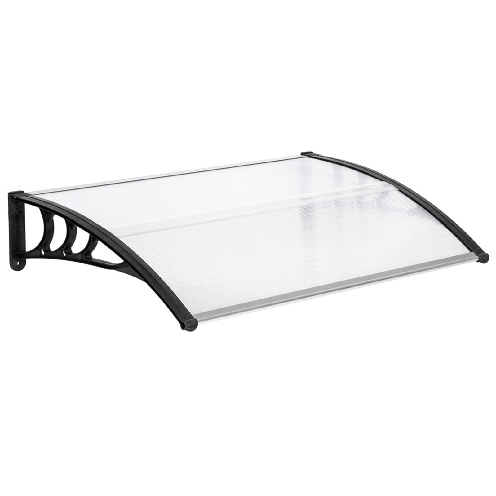 58.5" Outdoor Clear Door Awning Patio Window Cover Polycarbonate Rain & Snow Protection, Modern Hollow Sheet with UV Protection Cover, Window Door Awning Canopy,Transparent/Black-Edge