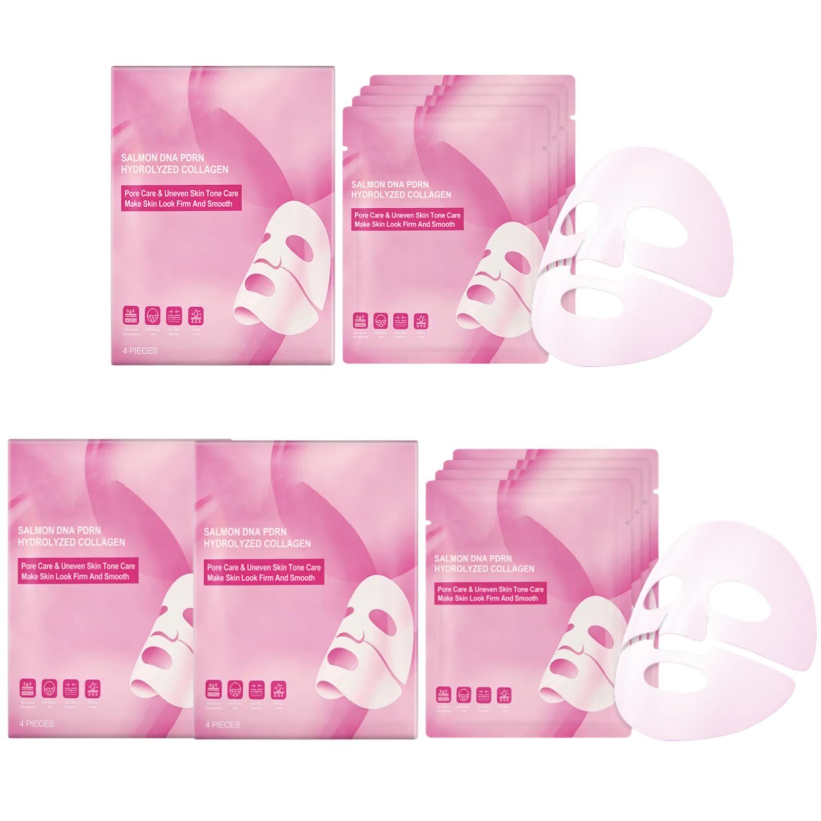 Maschere viso collagene, Maschere idrogel al collagene, (4 pezzi)