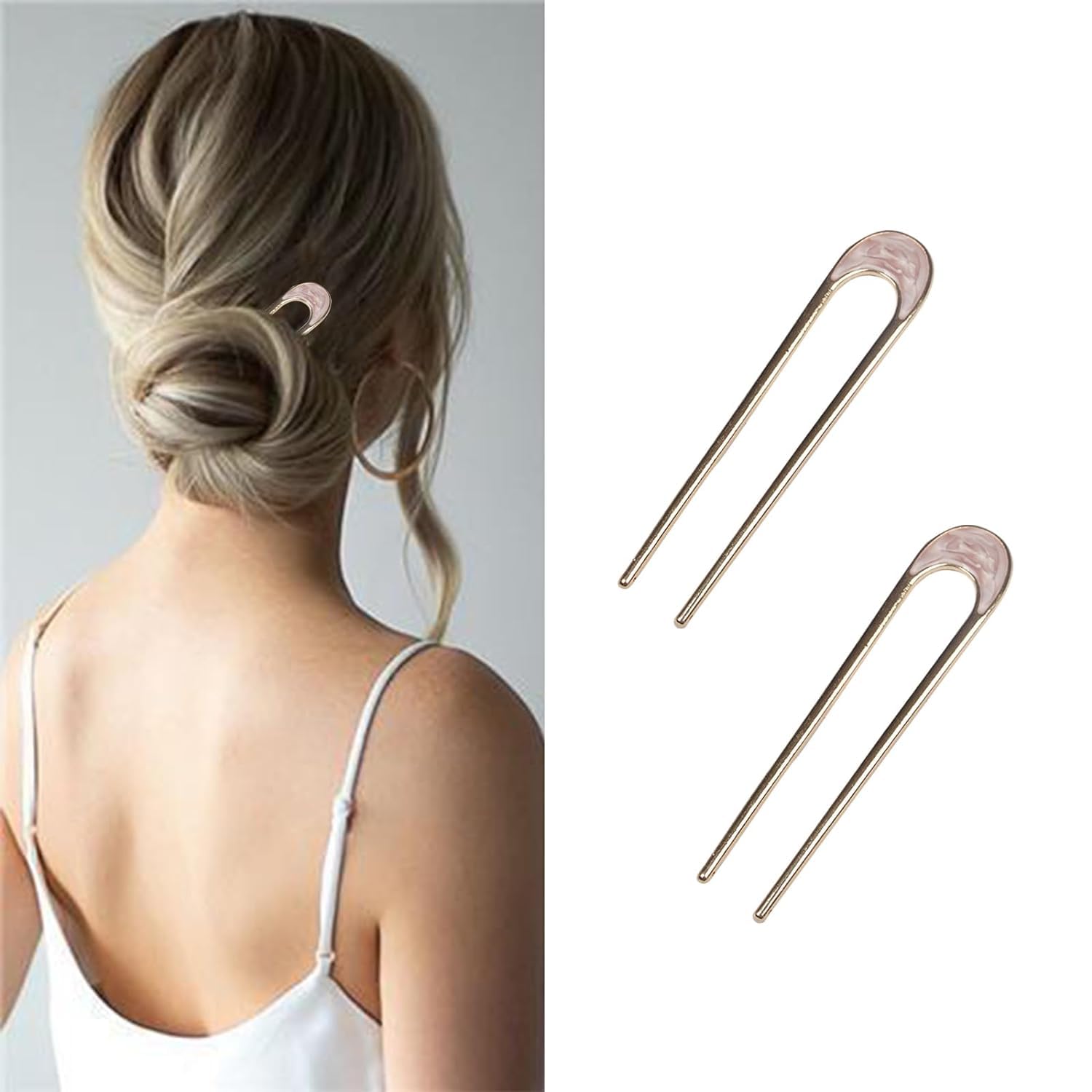 2 Pcs French Twist Hair Forks - Large U-Shaped Styling Pins, Vintage Metal Sticks for Long, Thick, Curly, and Fine Hair-image-33