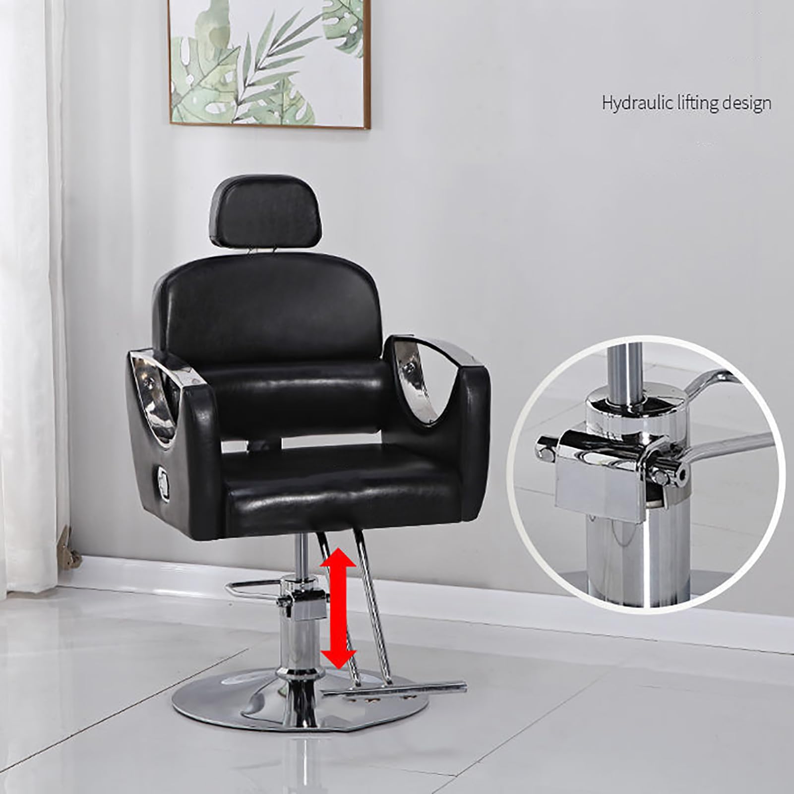 Genérico Sillón de peluquería hidráulico Profesional: sillón clásico de barbería, Altura Ajustable, diseño Giratorio, Cuero sintético, sillón reclinable para Belleza y Cortes de Pelo.