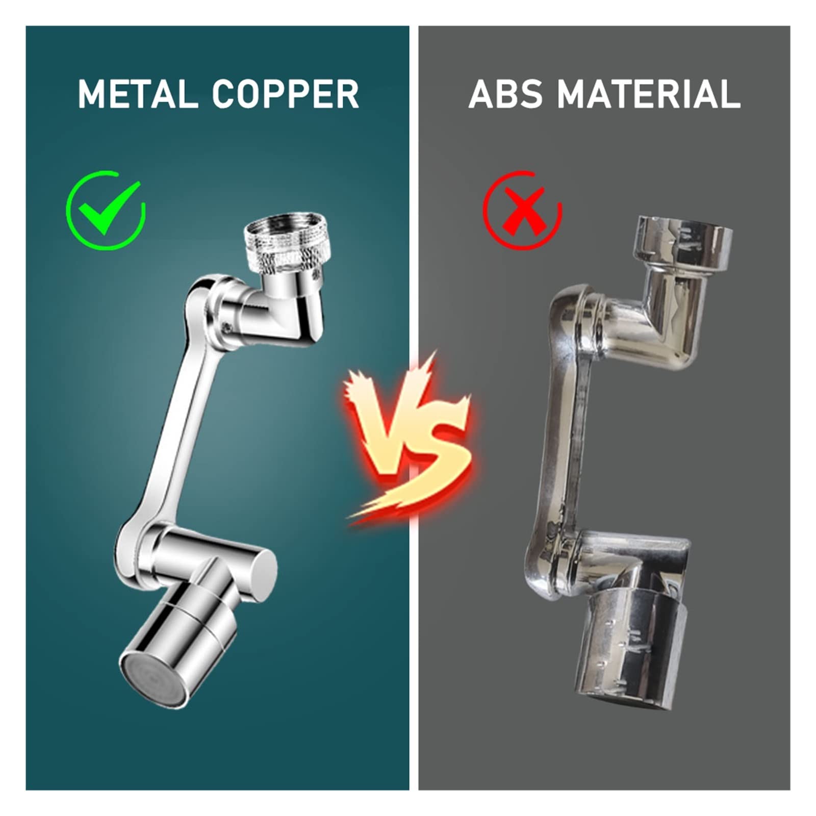 Miedziany Metal 1440 ° obrotowy kran Aerator Extender uniwersalny Bubbler filtr przeciw rozpryskom oszczędzanie dyszy wodnej do kuchni Well Made(2pcs-01)