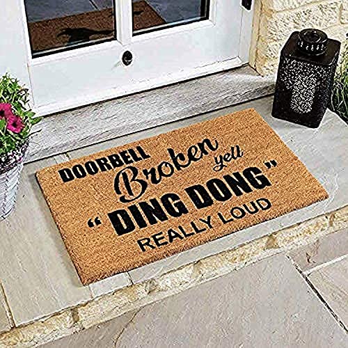 Image of Onlymat Printed Anti-Slip Doormat (Black and Brown) Rectangular Shaped Entryway Rug Natural Coir Material with PVC Backing for Outdoor Entrance Home Multipurpose Mats Floor Door Hall Drawing Room Living Room (75cm x 45cm)