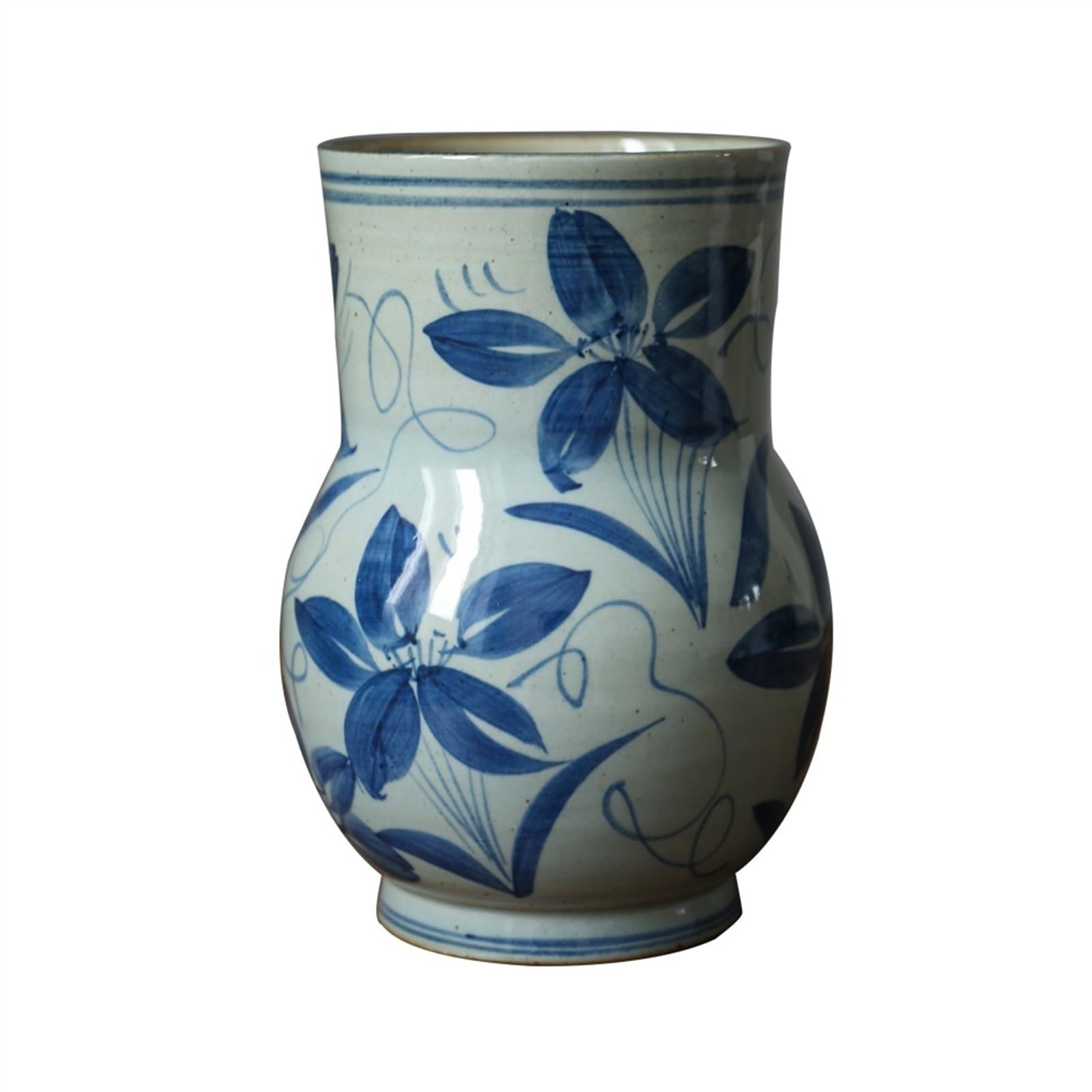 Bzgpmfud One Color Vase Desktop Retro Blue And White Porcelain Chinese Style Living Room Flower Arrangement Rough Pottery Flowers Zen Ceramic