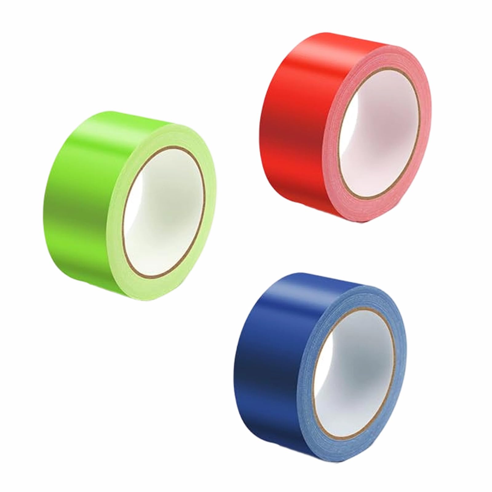 PXRLMYF 3 Rolls Duct Tape 50mm x 10m Fabric Coloured Gaffer Tape Heavy Duty Adhesive Cloth Tape for UV Party Repairs, DIY, Crafts, Indoor and Outdoor Use,Red,Green,Blue