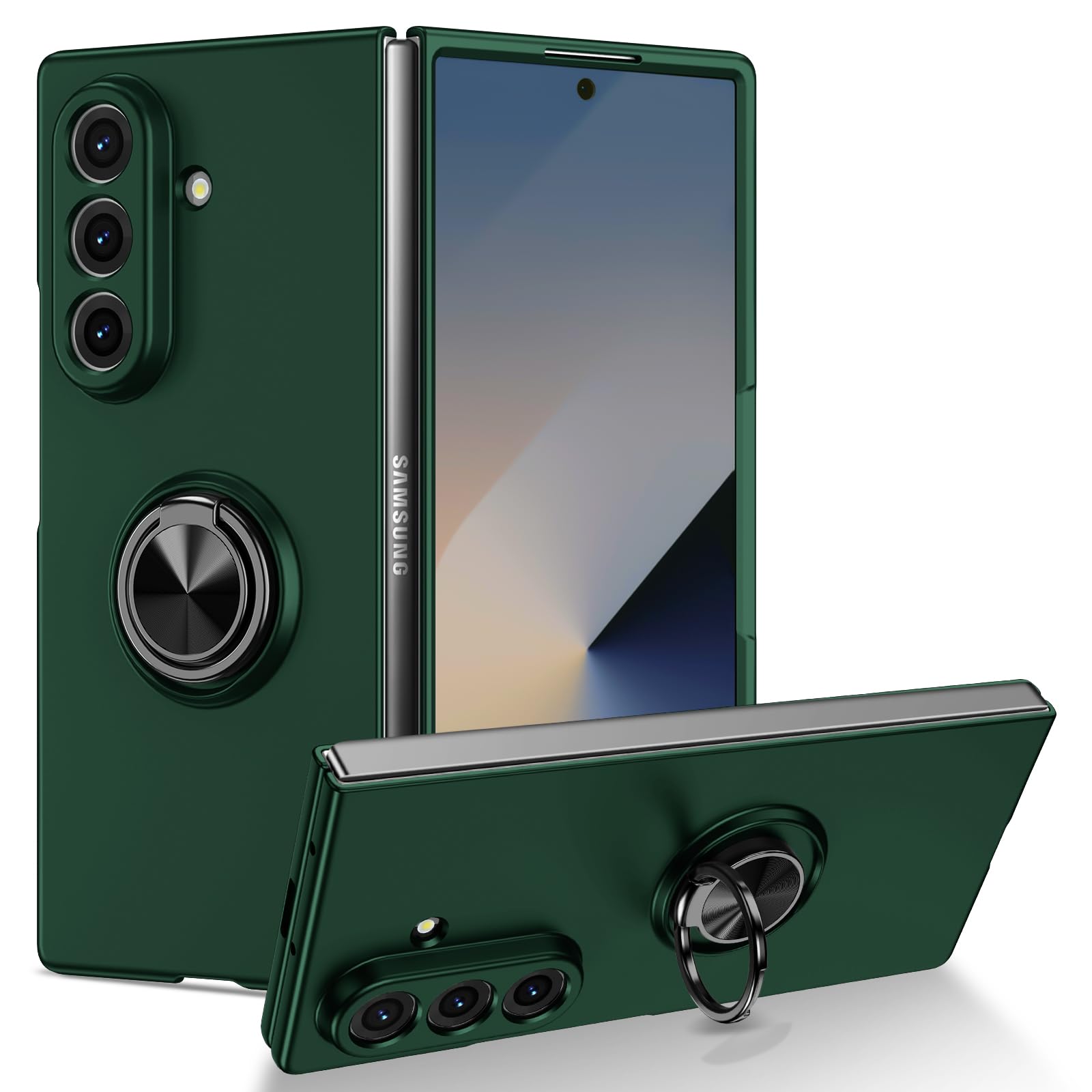 Składane etui na telefon komórkowy Samsung Galaxy Z Fold 7 5G, [wsparcie uchwytu samochodowego] uczucie na skórze, oleista farba w sprayu, odporne na uderzenia etui ochronne do Samsung Z Fold7