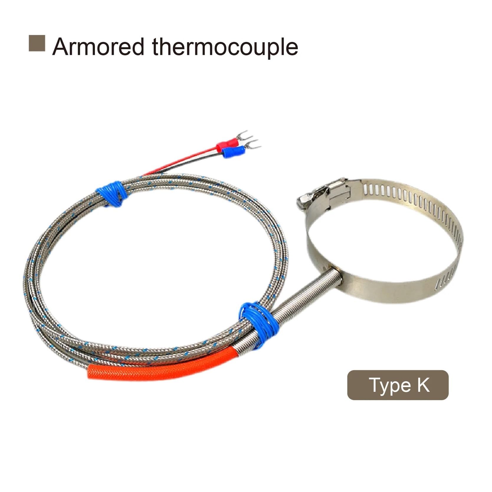 Sensor de superficie de tubería ajustable tipo K con termopar de abrazadera(PT100-300cm-40-63mm)