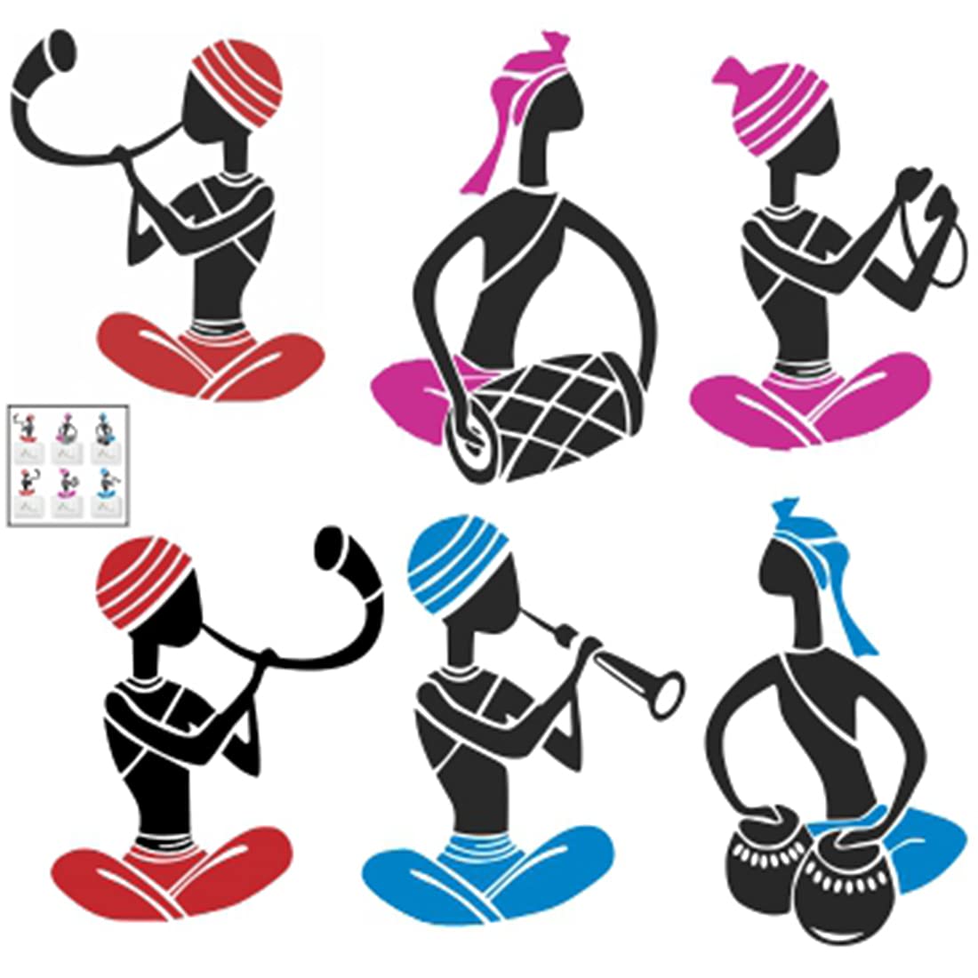 AH Decals PVC Vinyl Musician Switch Board Wall Sticker (23 x 23 cm, Multicolor)